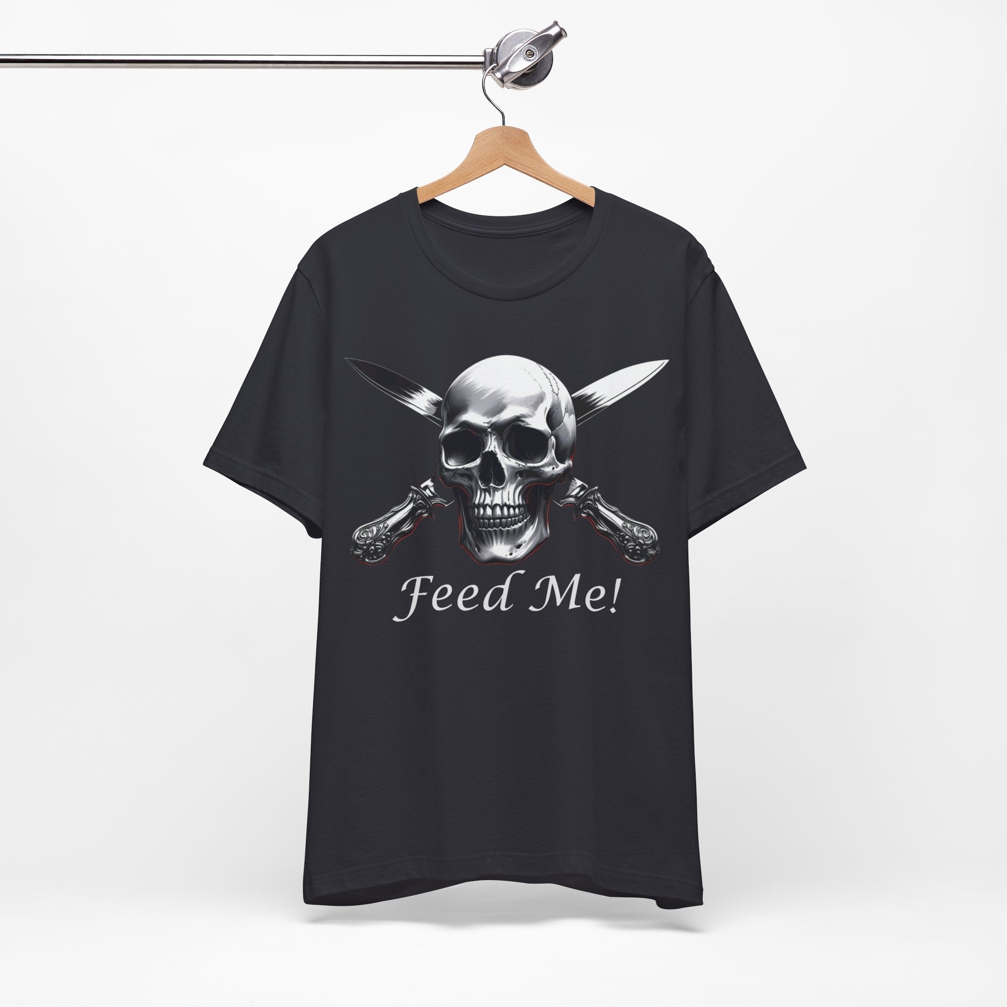 Skull Feed Me Tee, Edgy Graphic T-Shirt, Humour, Punk Fashion Shirt, Unisex Casual Wear