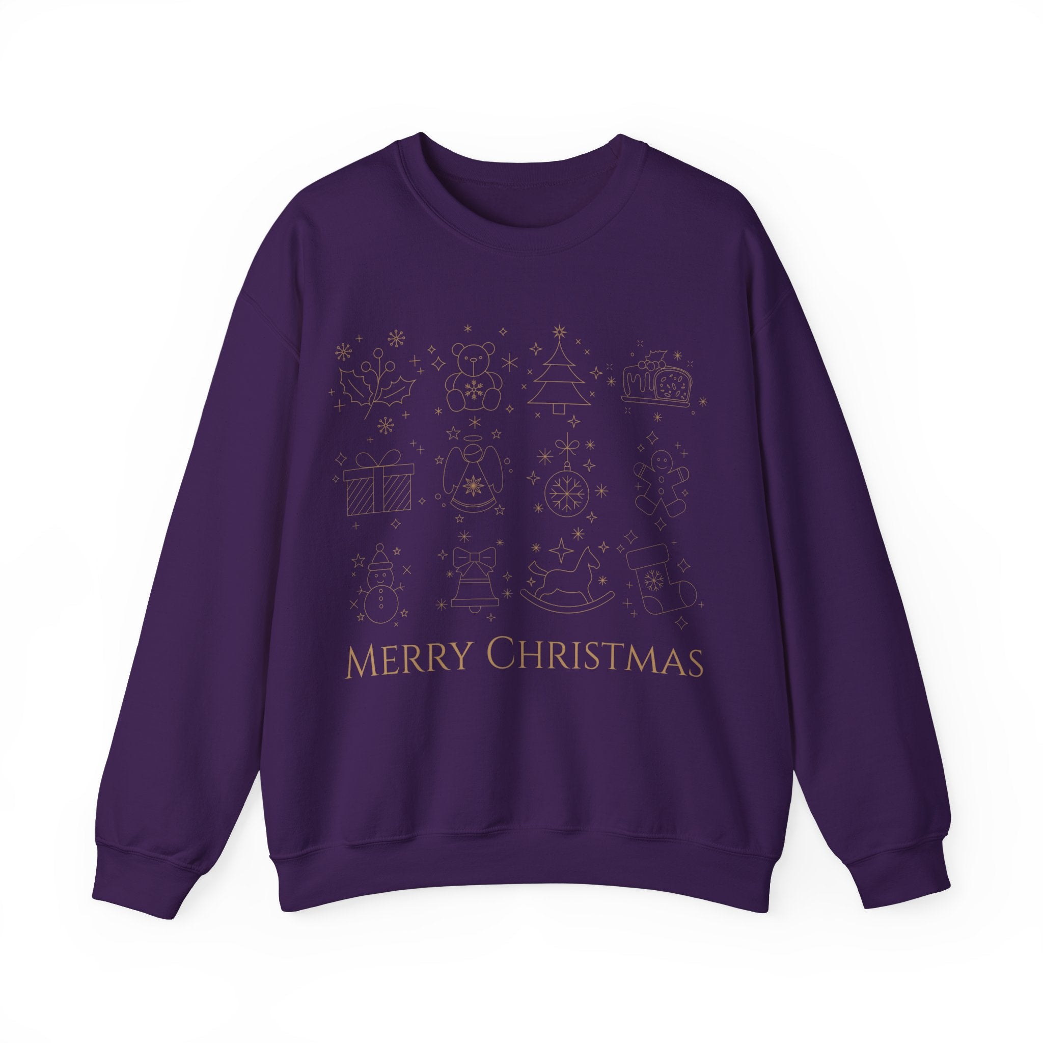 Christmas Sweatshirt — Black 'Merry Christmas' Gold Minimal Holiday Crewneck