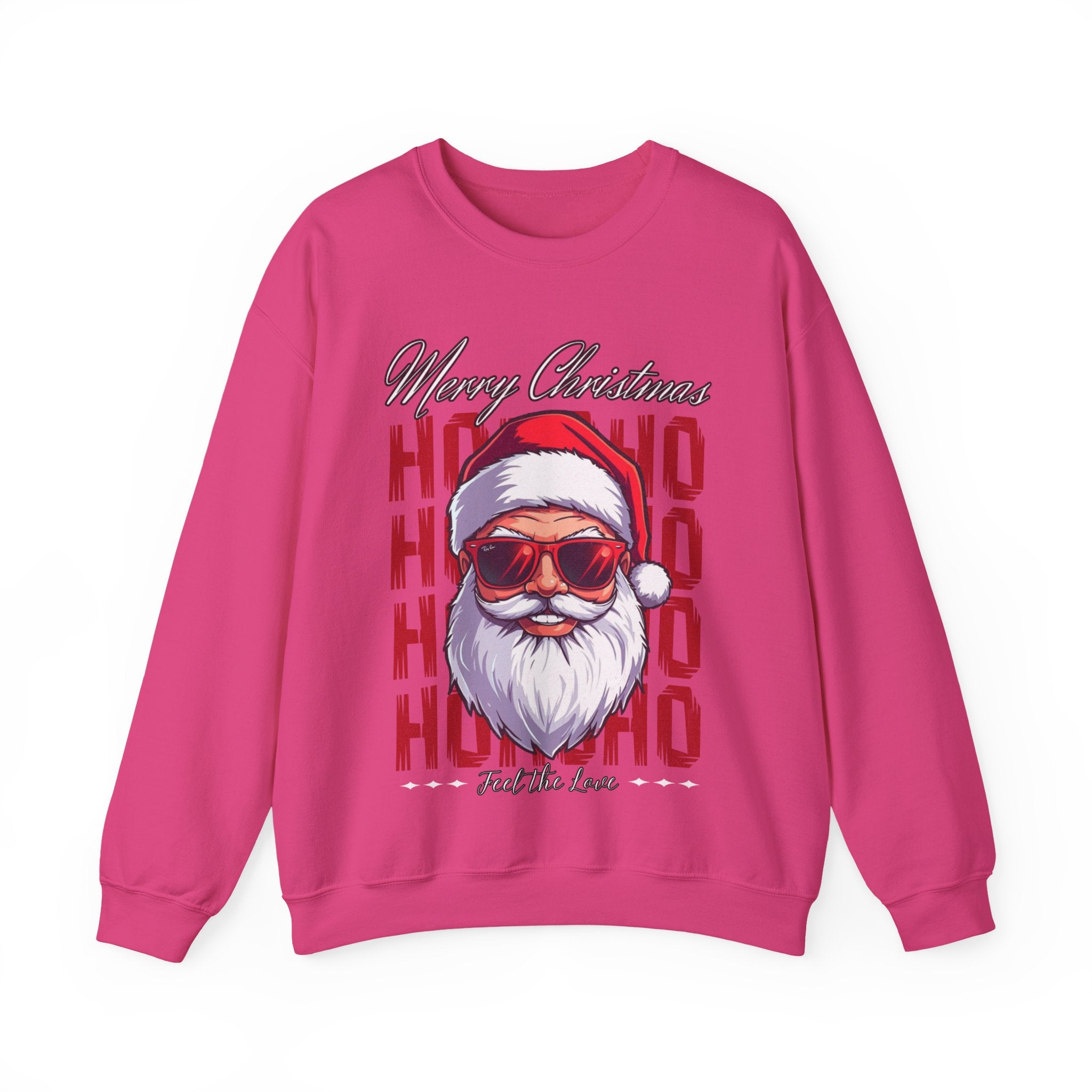 Christmas Santa Crewneck Sweatshirt — "Ho Ho Ho" Sunglasses Santa Holiday Jumper