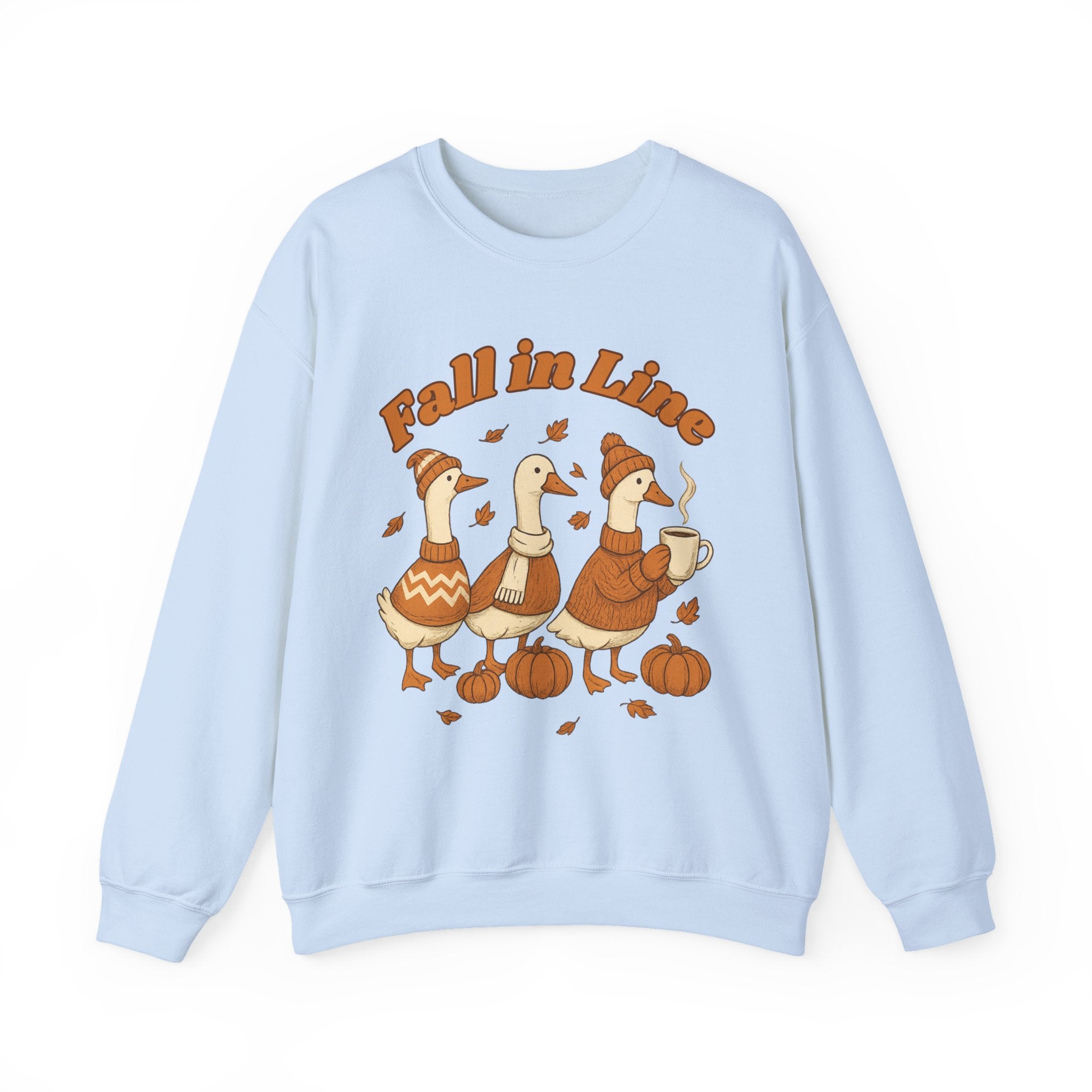 Autumn Vibes Crewneck Sweatshirt - 'Fall in Line' Goose Design