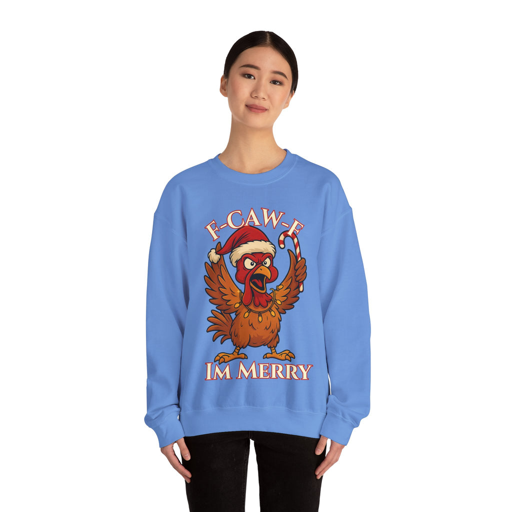 Funny Christmas Sweatshirt - 'F-Caw-F I'm Merry' Unisex Crewneck