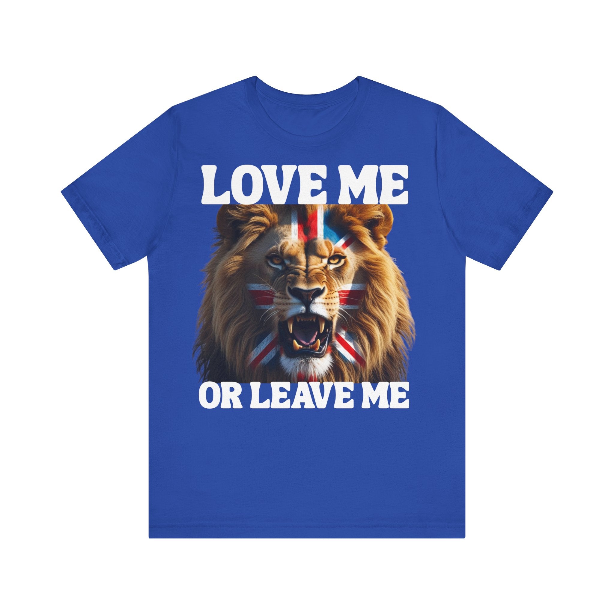 Union Jack Lion Tee - Love Me or Leave Me, Graphic T-Shirt, Unisex Tee, British Pride Shirt, Animal Lover Gift, Casual Wear