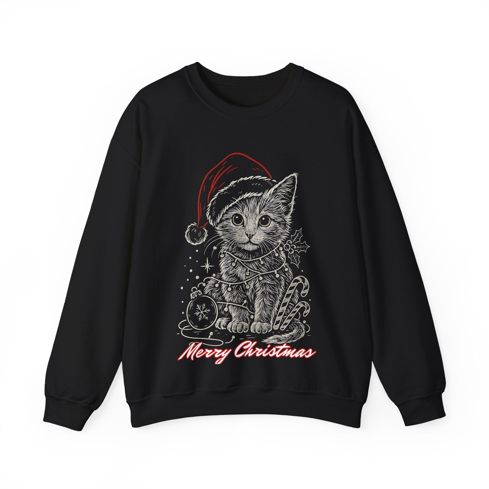 Christmas Kitten Sweatshirt — Merry Christmas Cat Holiday Crewneck