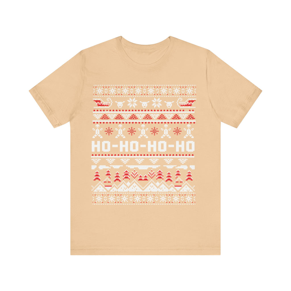 Ho-Ho-Ho Holiday Tee — Festive Christmas Sweater Print Shirt