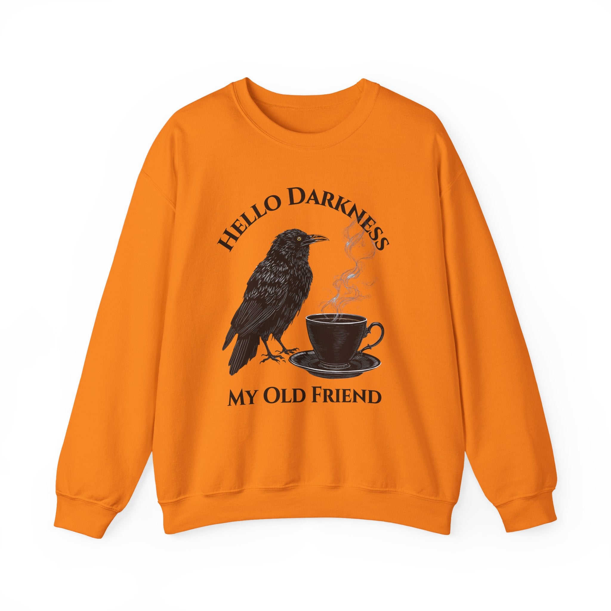 Sweatshirt — "Hello Darkness My Old Friend" Raven Coffee Crewneck