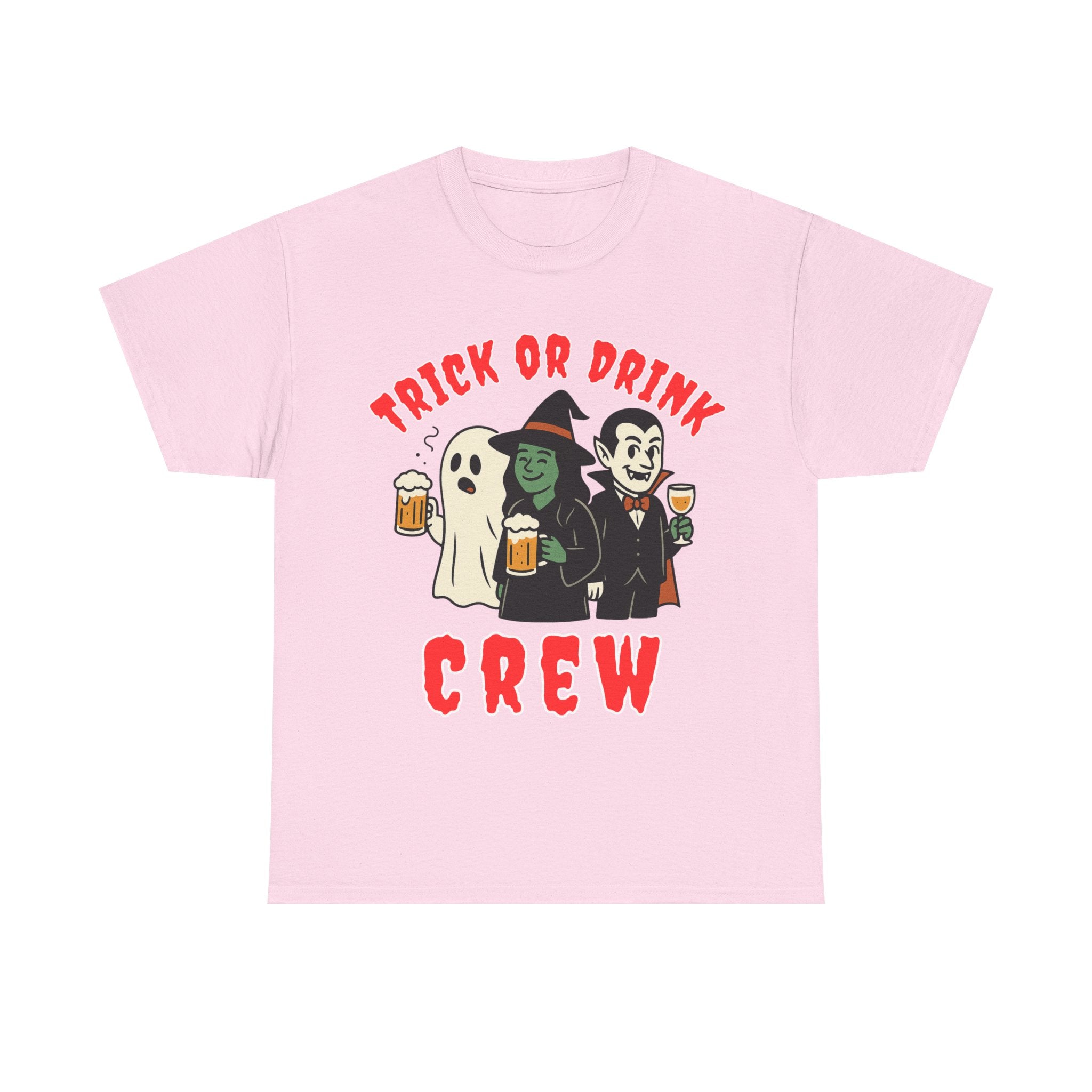 Halloween Party Tee, Trick or Drink Crew Shirt, Unisex Cotton T-Shirt, Spooky Graphic Tee, Fall Celebration Apparel