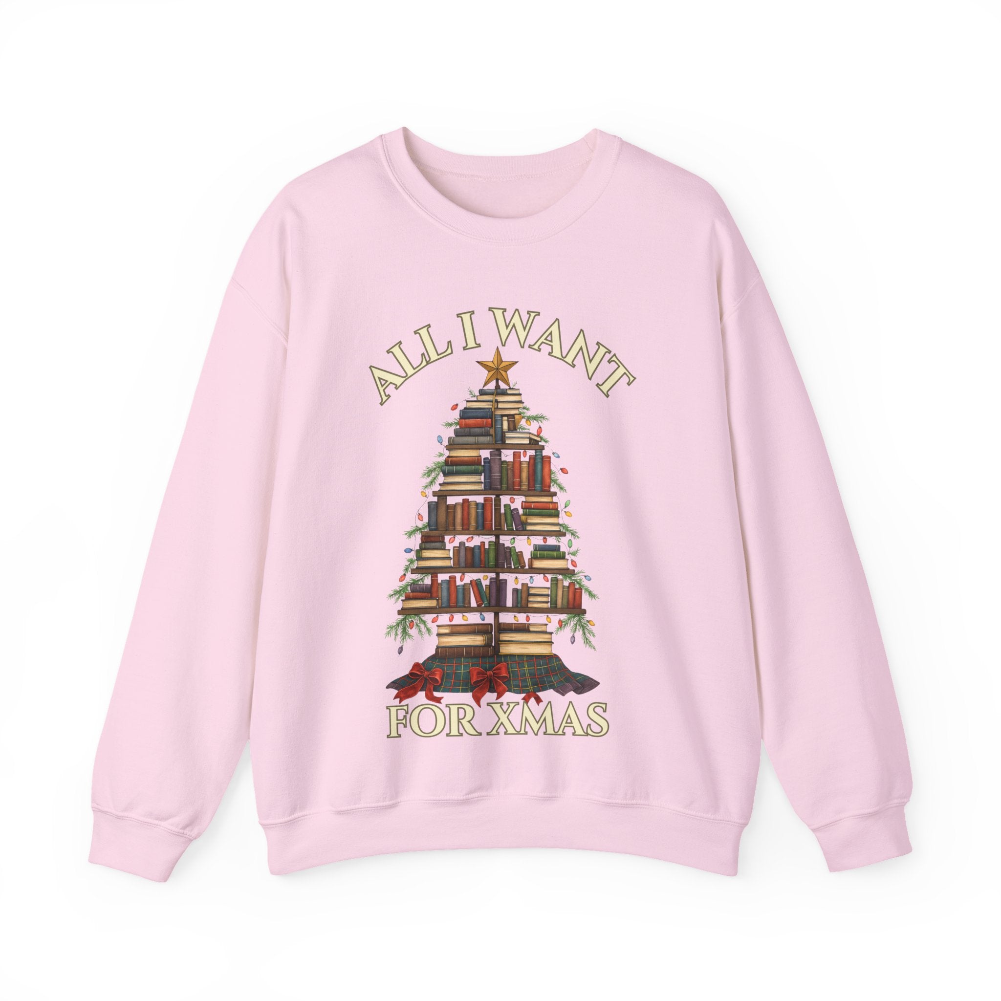 Christmas Book Lover Crewneck Sweatshirt - 'All I Want for XMAS'
