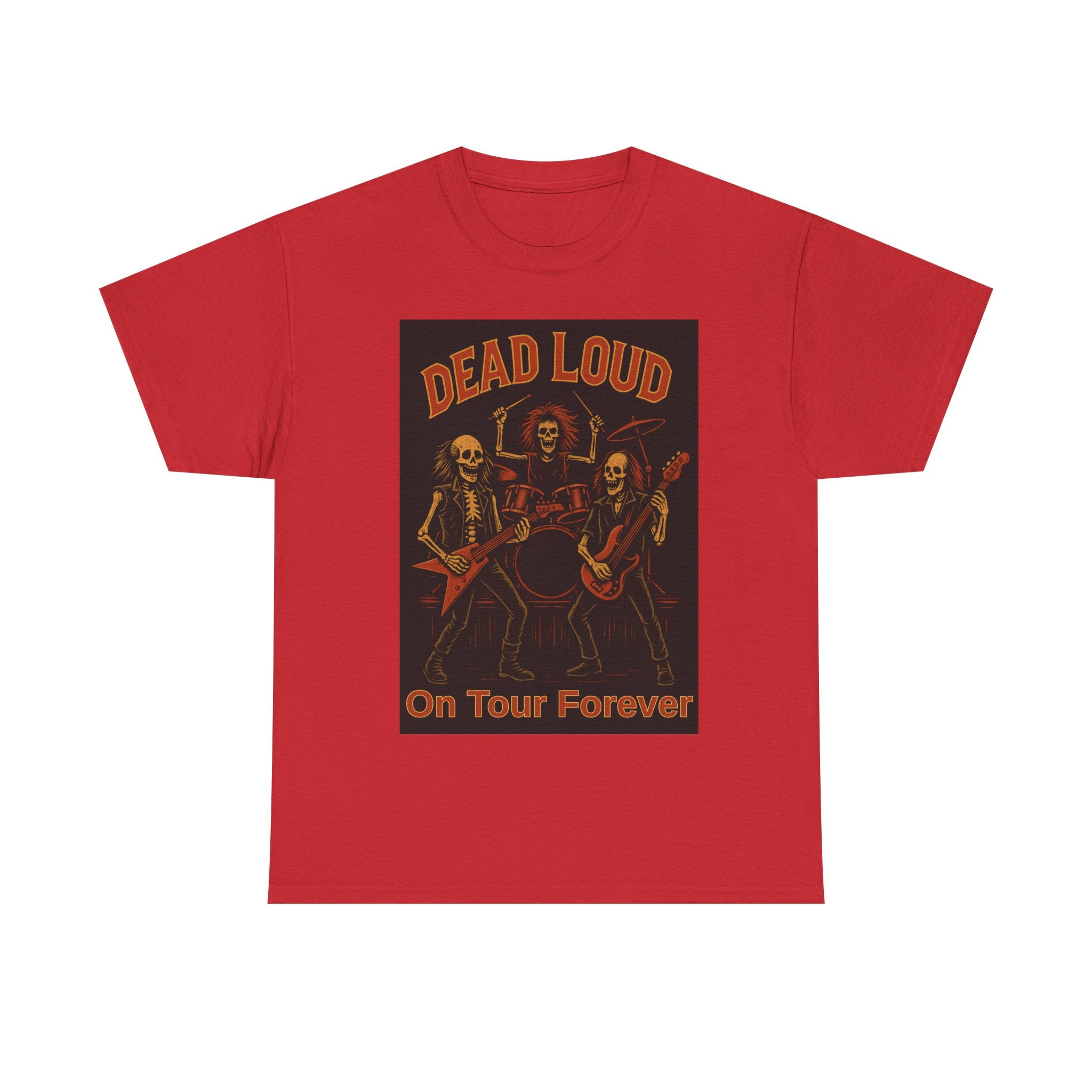 Rock Band Skeletons Tee | Dead Loud On Tour Forever | Unisex Cotton T-Shirt, Band Merch, Music Lover Gift, Halloween Apparel, Concert Shirt