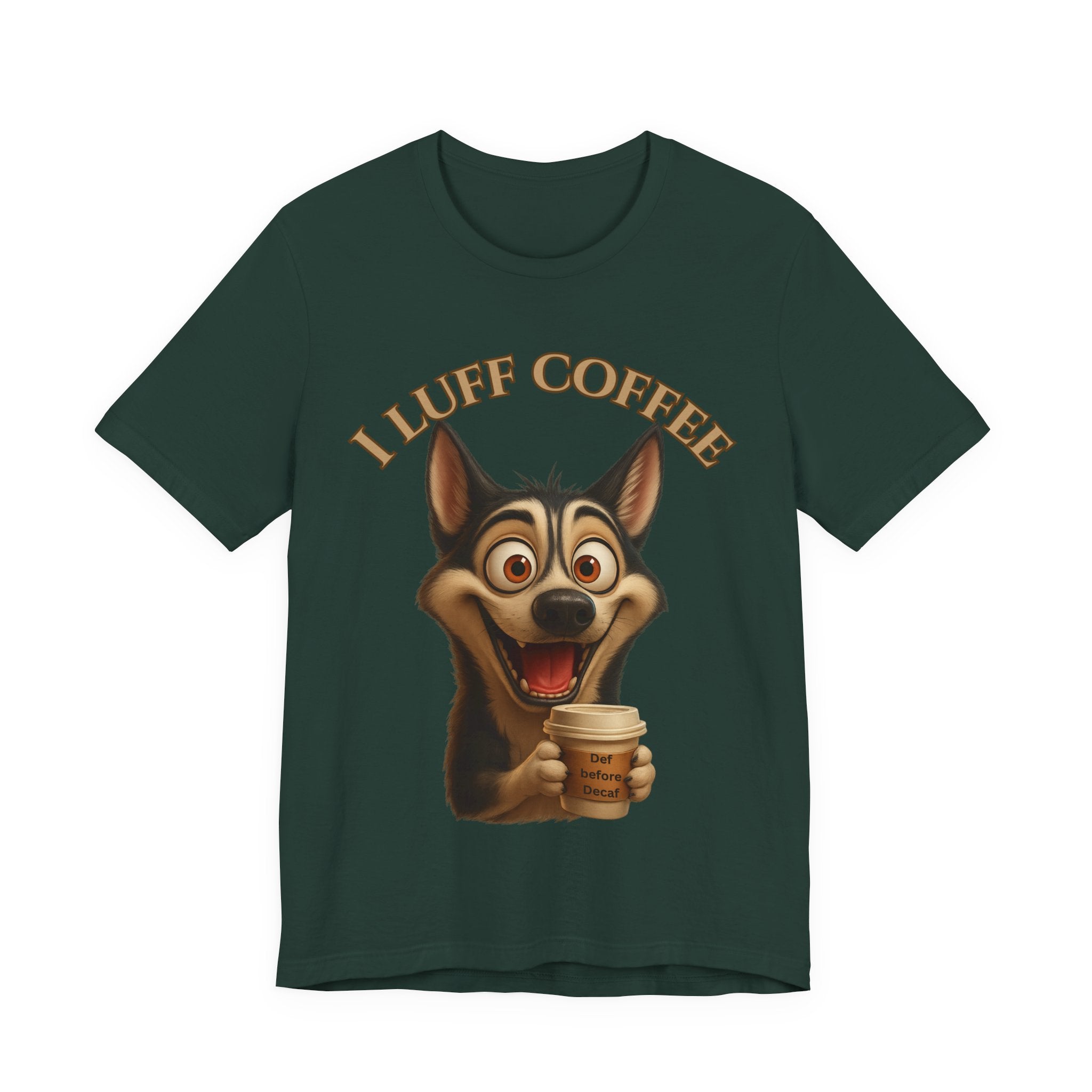 Funny Coffee Lover Tee | I Luff Coffee Unisex Jersey Short Sleeve T-Shirt