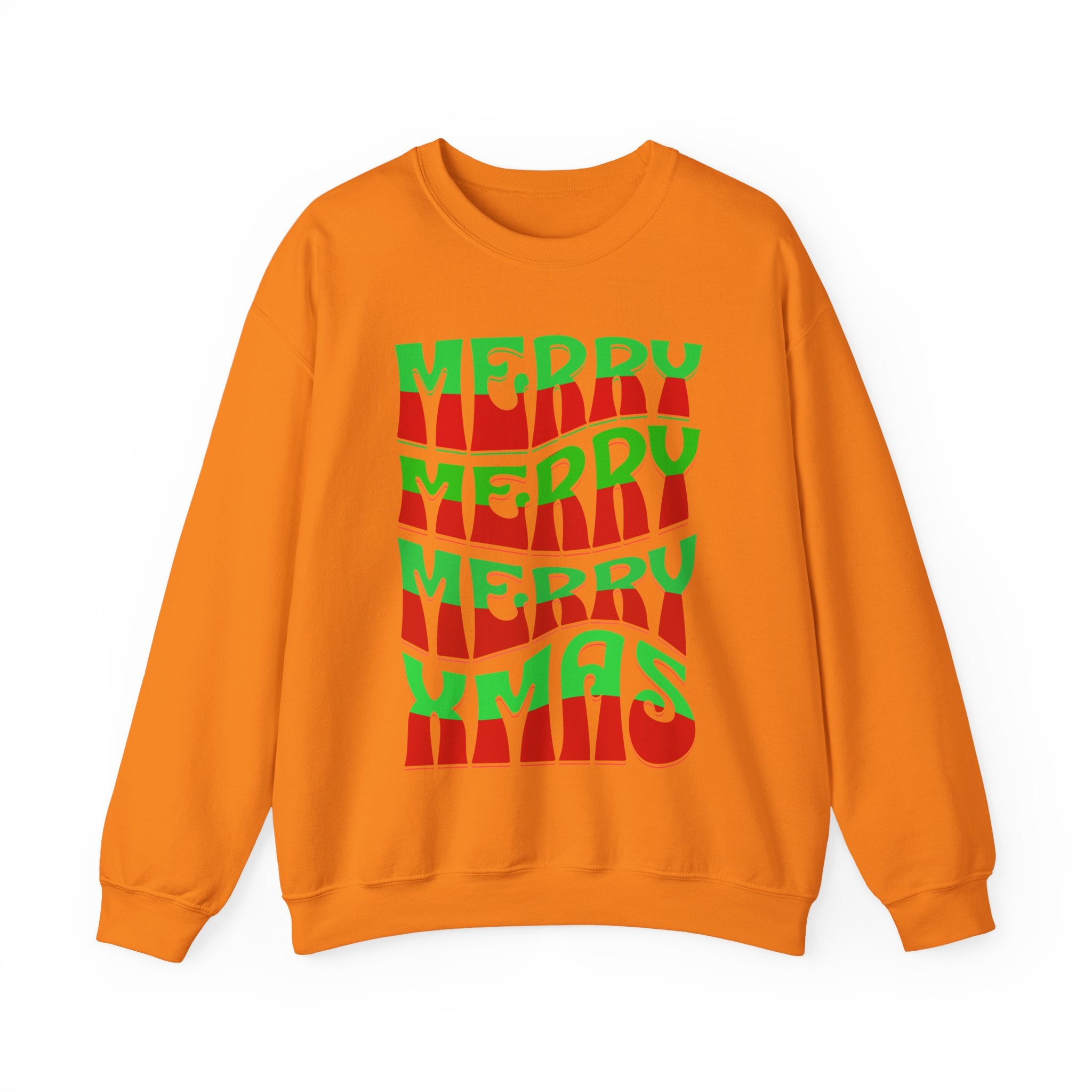 Christmas Crewneck Sweatshirt – Retro 'Merry Xmas' Red & Green Holiday Design