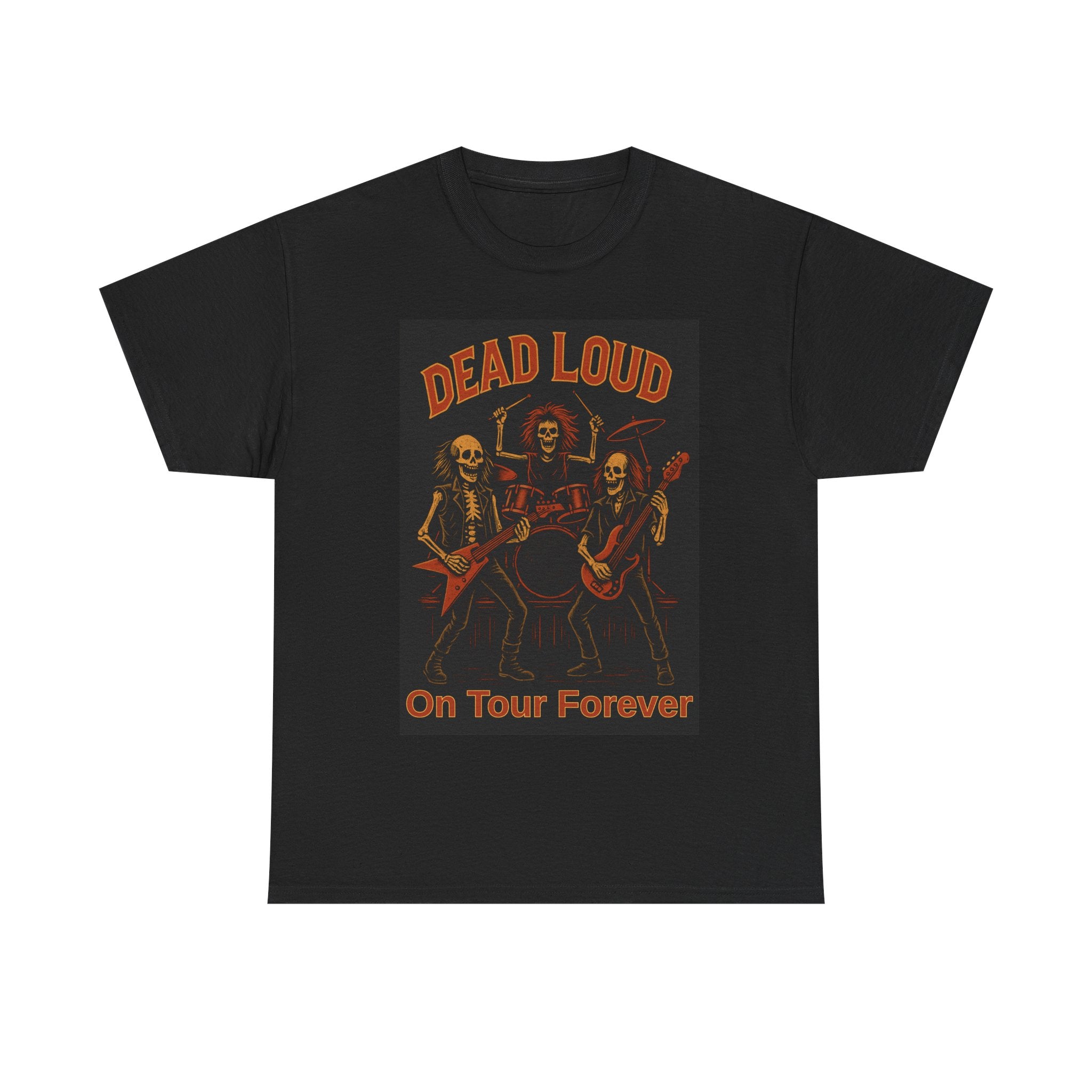 Rock Band Skeletons Tee | Dead Loud On Tour Forever | Unisex Cotton T-Shirt, Band Merch, Music Lover Gift, Halloween Apparel, Concert Shirt