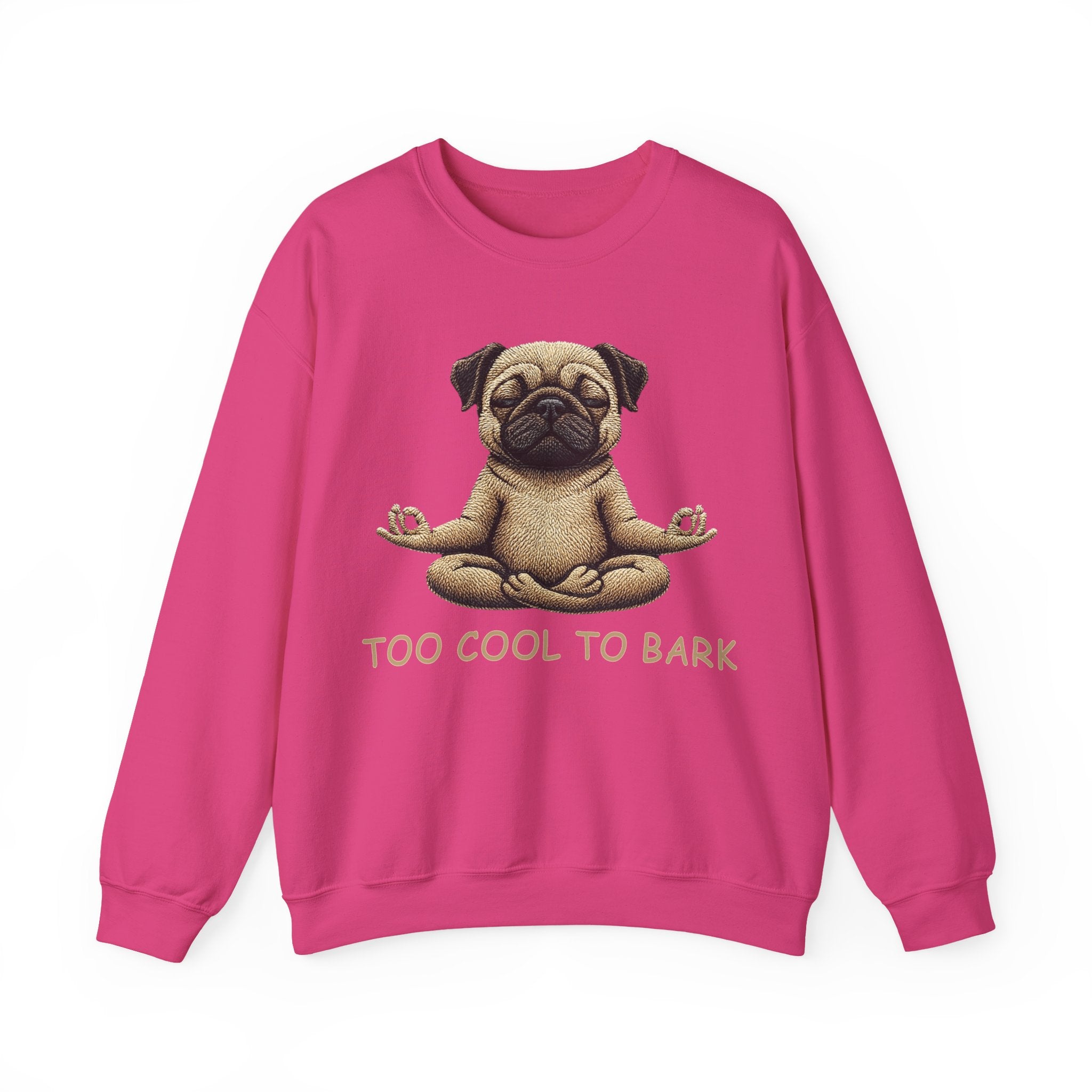 Pug Yoga Sweatshirt – "Too Cool to Bark" Cozy Crewneck