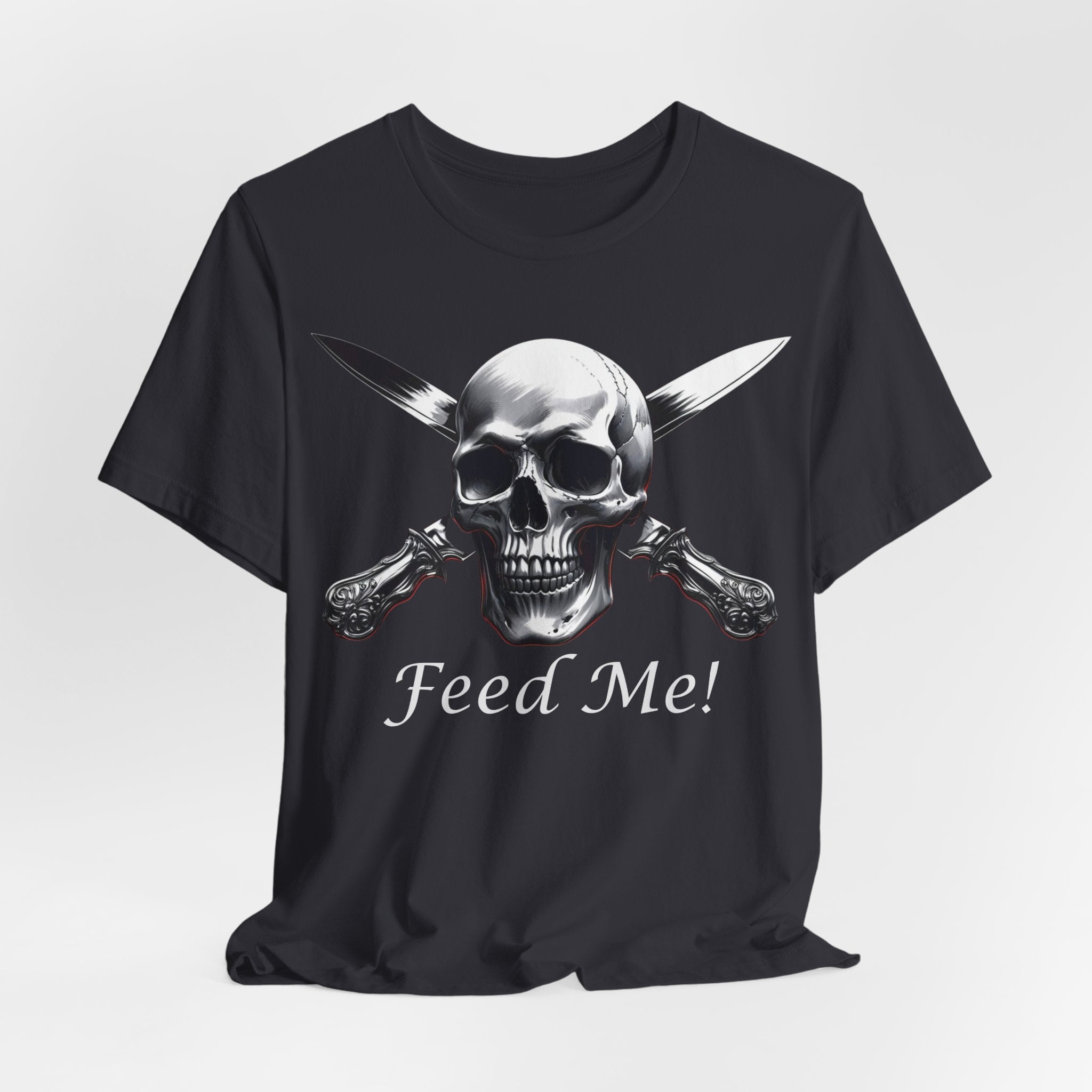 Skull Feed Me Tee, Edgy Graphic T-Shirt, Humour, Punk Fashion Shirt, Unisex Casual Wear