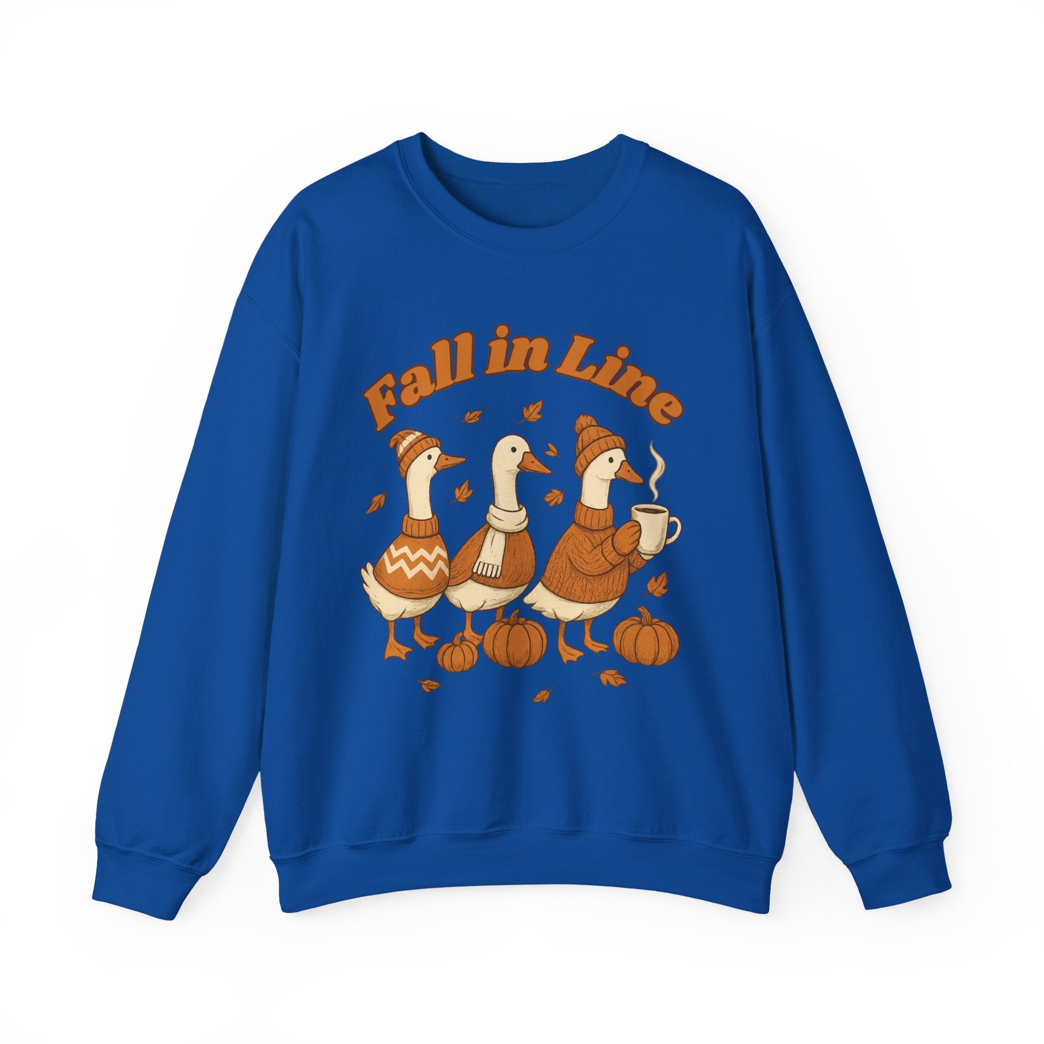 Autumn Vibes Crewneck Sweatshirt - 'Fall in Line' Goose Design