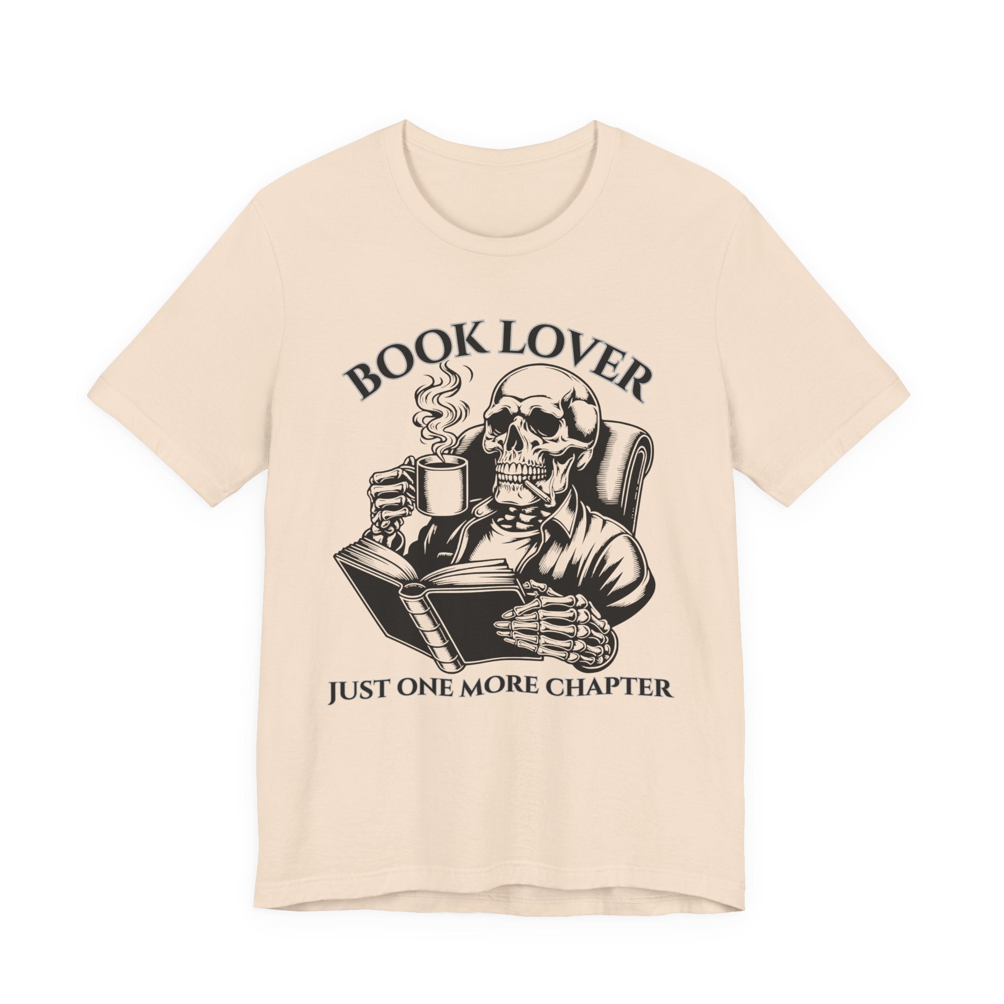 Book Lover Tee — 'Just One More Chapter' Skull Reading Shirt