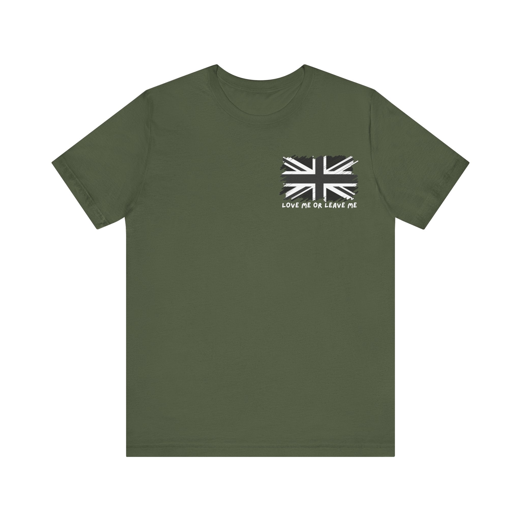British Flag Tee - 'Love Me or Leave Me' Statement Shirt, Unisex Graphic Tee, Casual Wear, Gift for Him/Her, Perfect for Travel