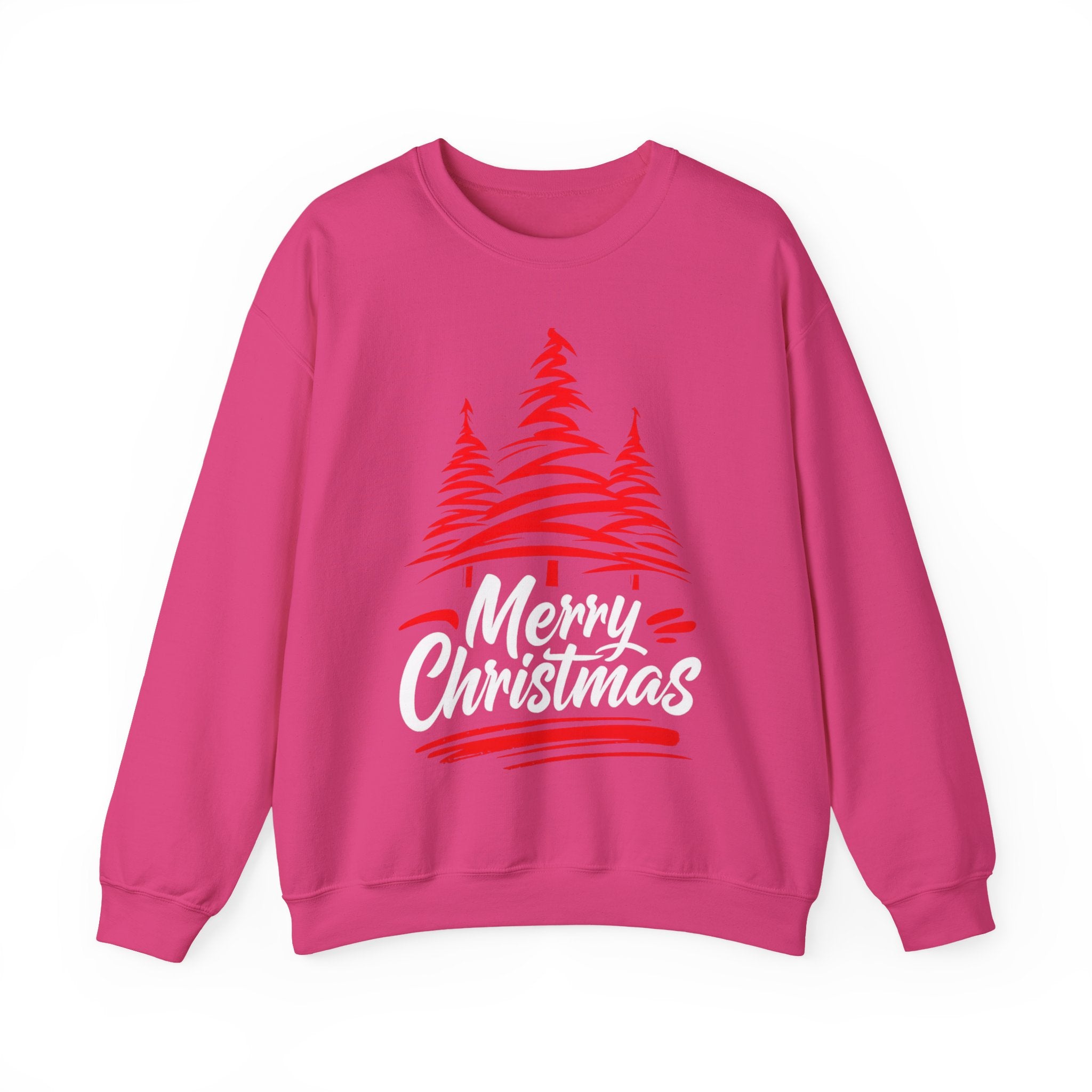 Merry Christmas Crewneck Sweatshirt — Red Tree Holiday Sweatshirt