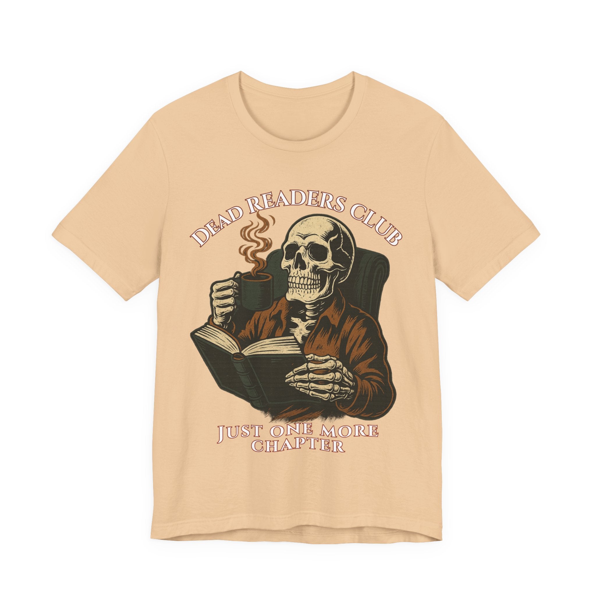 Dead Readers Club T-Shirt — 'Just One More Chapter' Skeleton Reading Tee