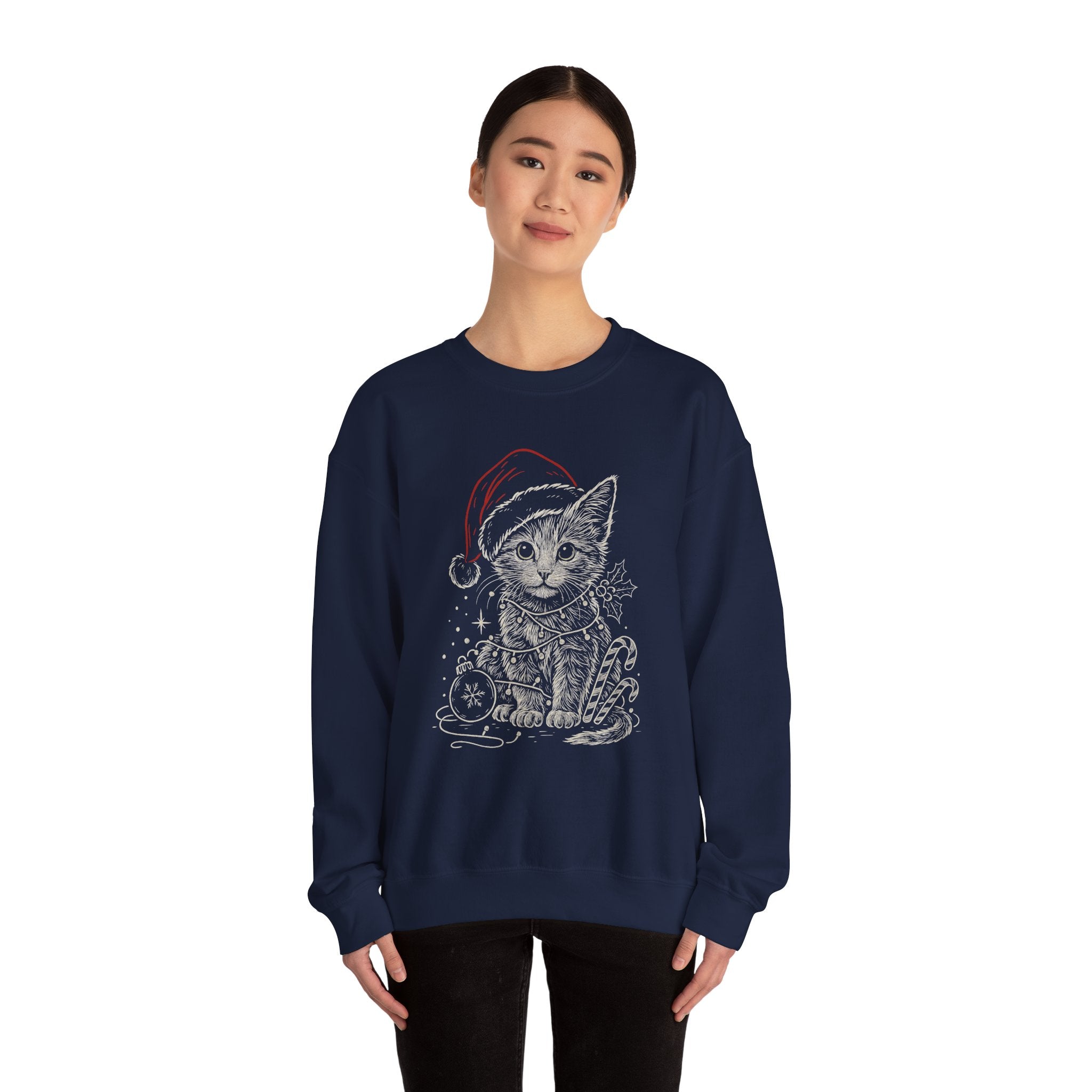 Cute Christmas Cat Crewneck Sweatshirt | Festive Holiday Sweatshirt, Gift for Cat Lovers, Cozy Winter Wear, Unique Cat Apparel, Fun [...]