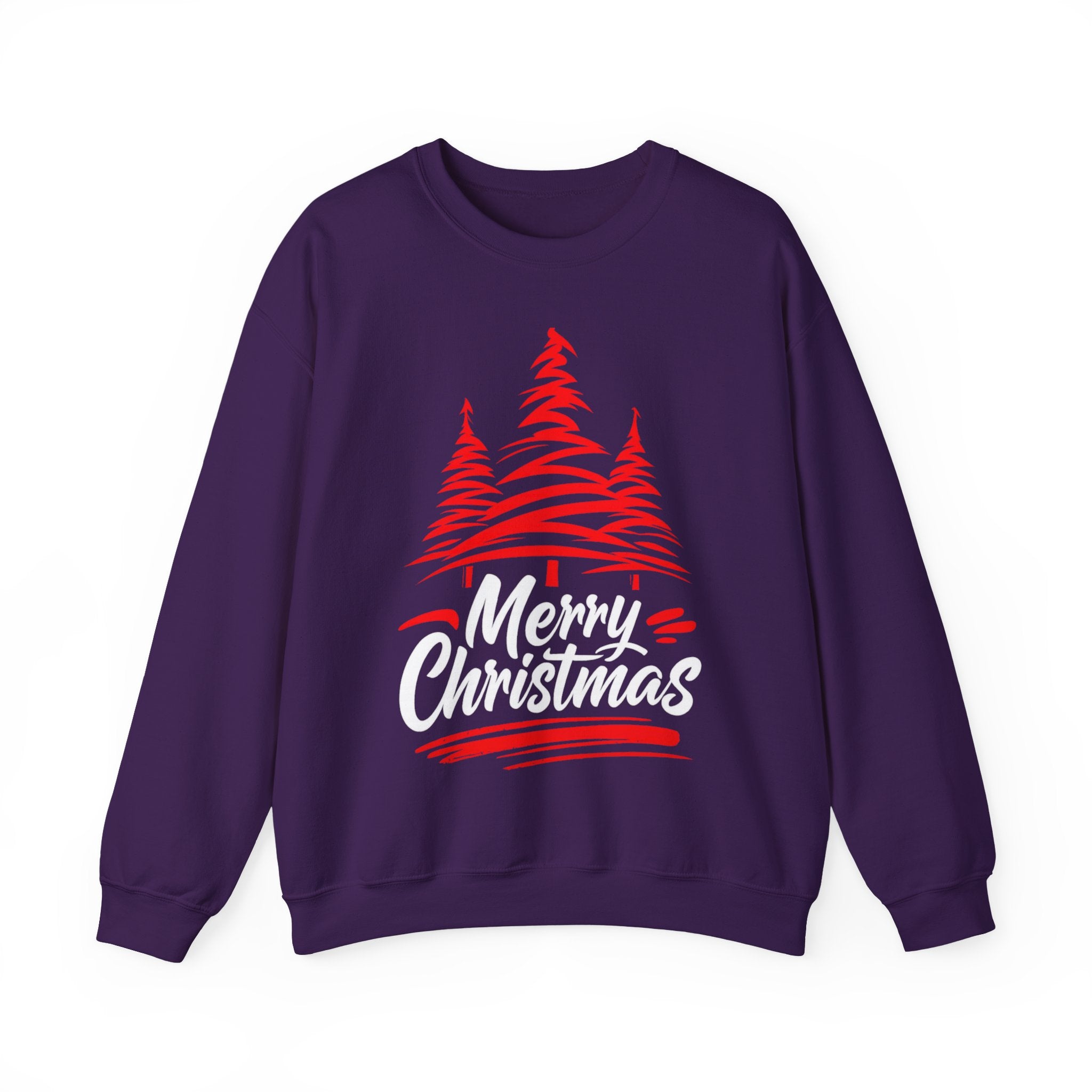 Merry Christmas Crewneck Sweatshirt — Red Tree Holiday Sweatshirt