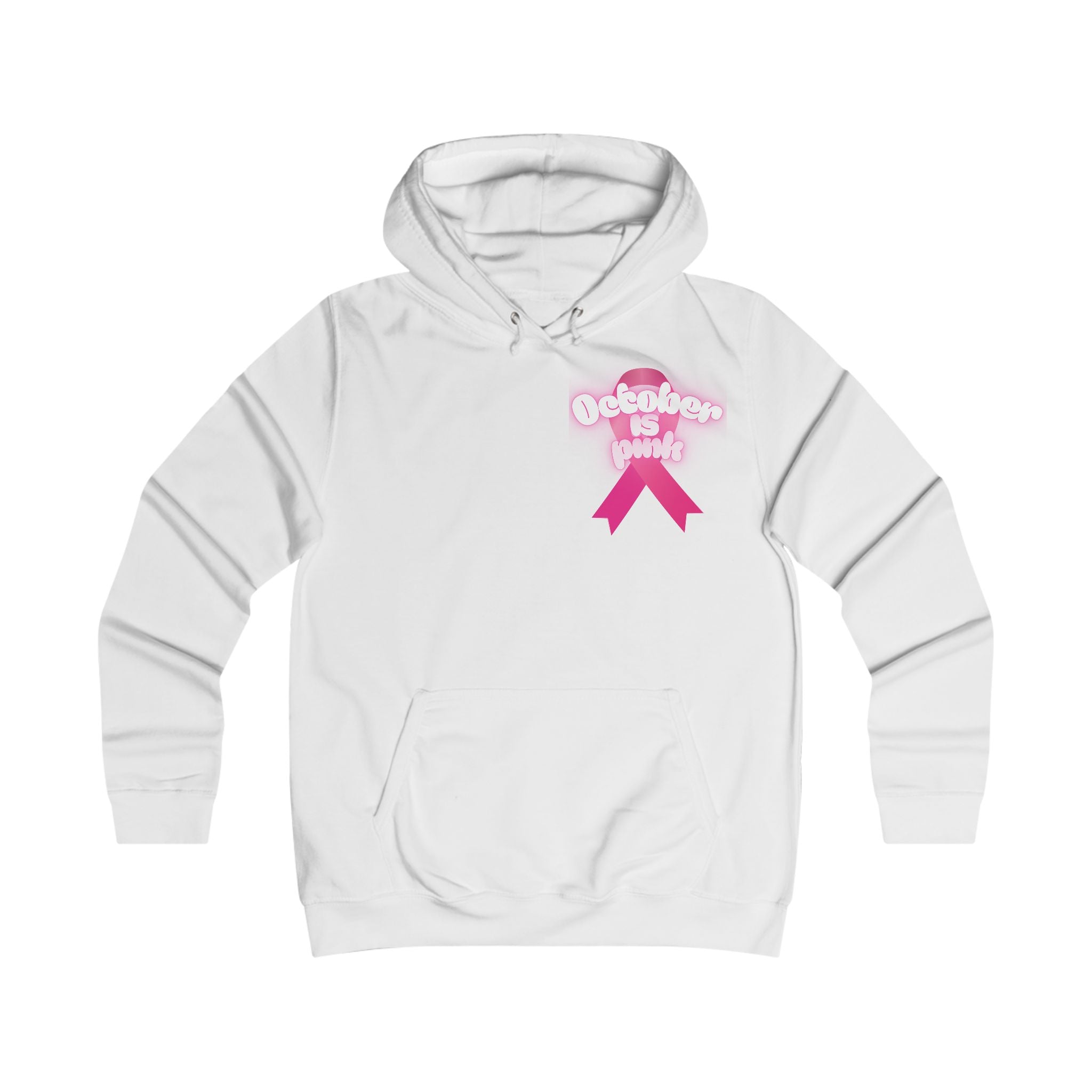 Girlie College Hoodie - October is Breast Cancer Awareness Month, Casual Sweatshirt, Fall Fashion, Comfort Wear, Gift for Her, [...]
