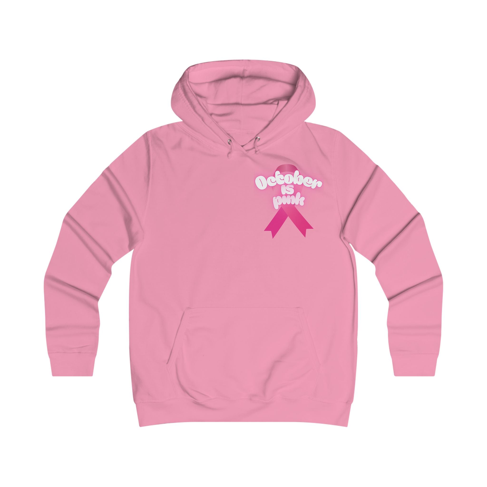 Girlie College Hoodie - October is Breast Cancer Awareness Month, Casual Sweatshirt, Fall Fashion, Comfort Wear, Gift for Her, [...]