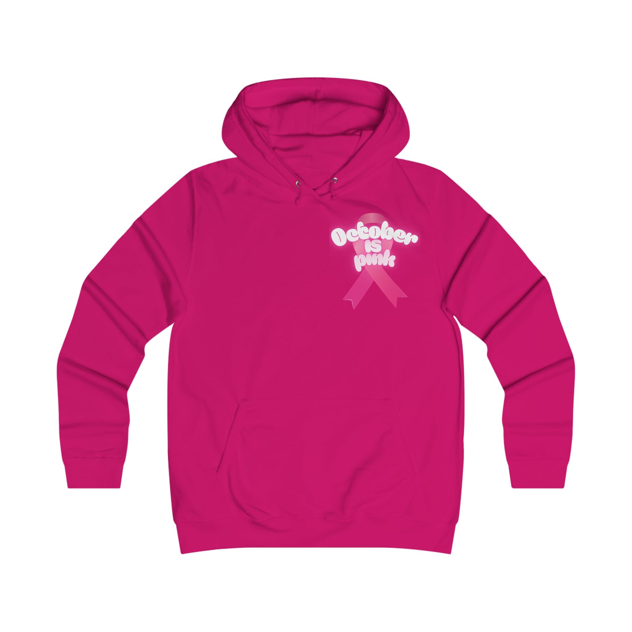 Girlie College Hoodie - October is Breast Cancer Awareness Month, Casual Sweatshirt, Fall Fashion, Comfort Wear, Gift for Her, [...]