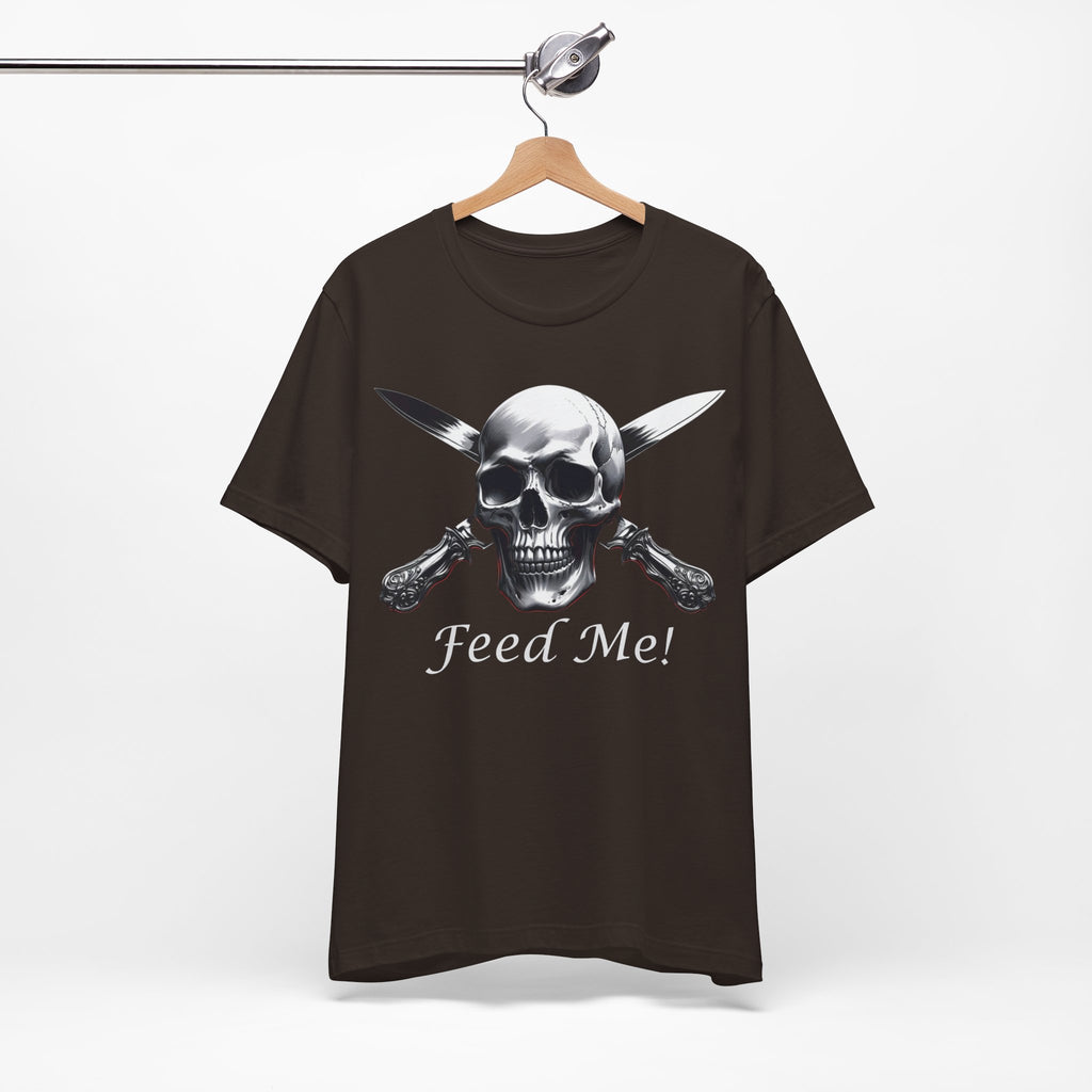 Skull Feed Me Tee, Edgy Graphic T-Shirt, Humour, Punk Fashion Shirt, Unisex Casual Wear