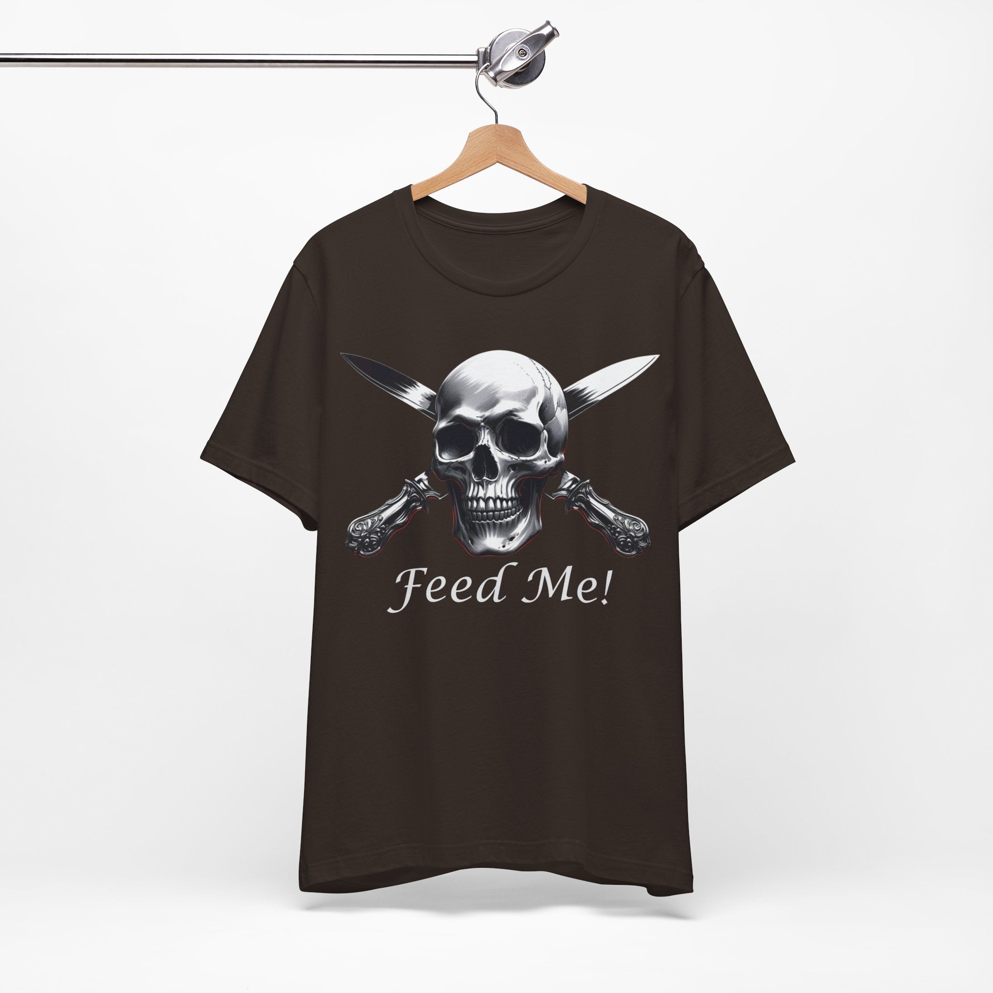 Skull Feed Me Tee, Edgy Graphic T-Shirt, Humour, Punk Fashion Shirt, Unisex Casual Wear
