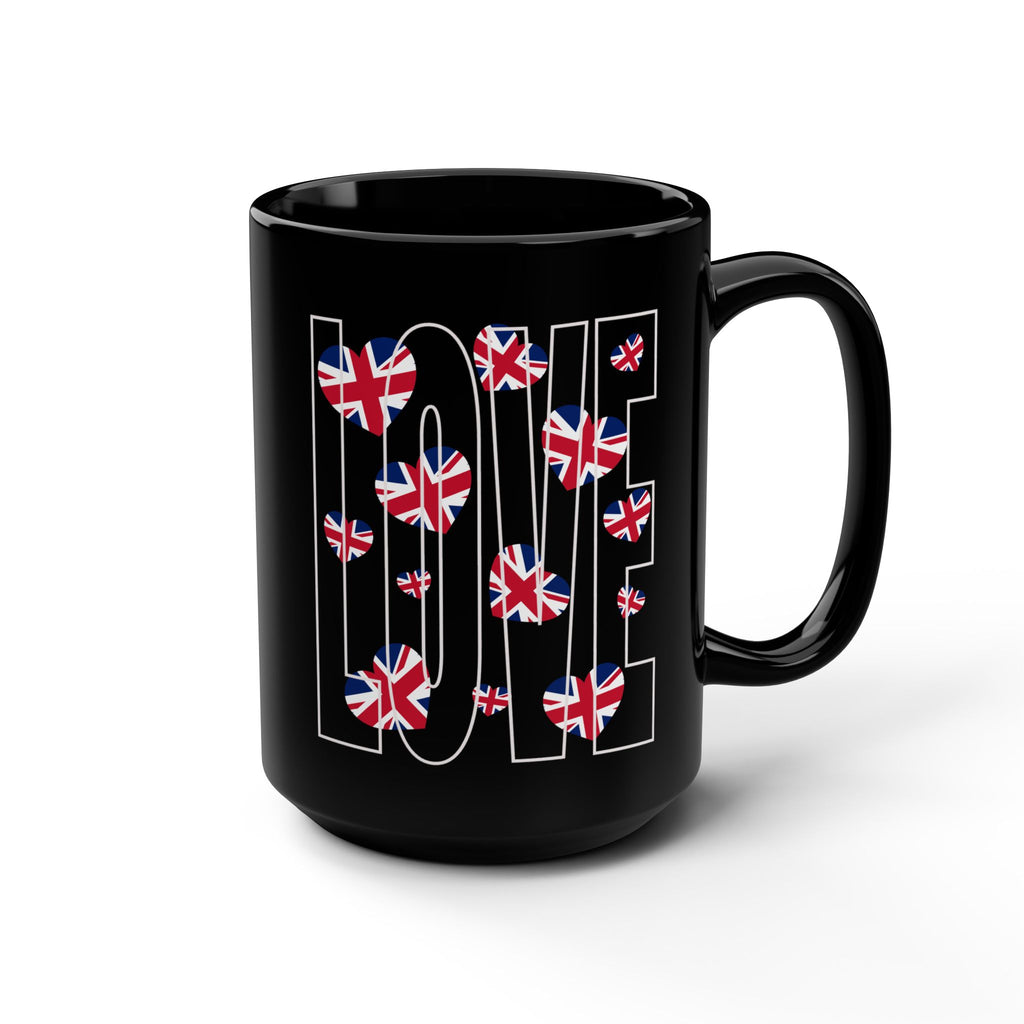 British Love Mug - 15oz Black Coffee Cup, Tea Lovers Gift, UK Pride, Travel Souvenir, Home Decor, Anniversary Present, Valentine’s Day