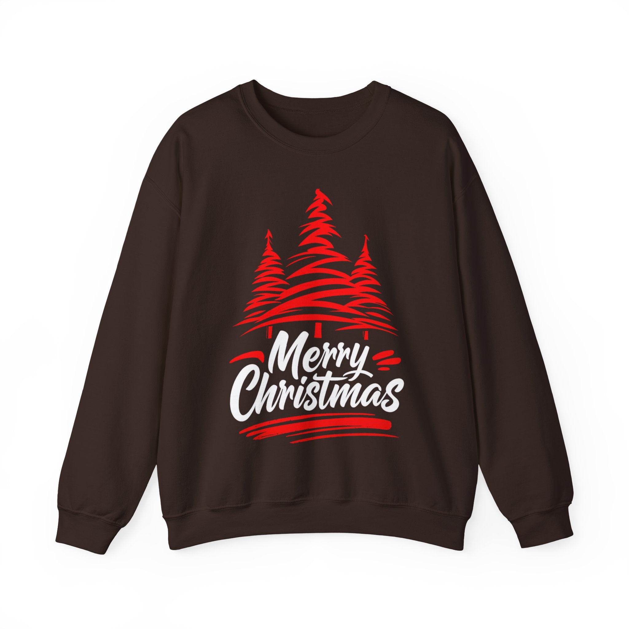 Merry Christmas Crewneck Sweatshirt — Red Tree Holiday Sweatshirt
