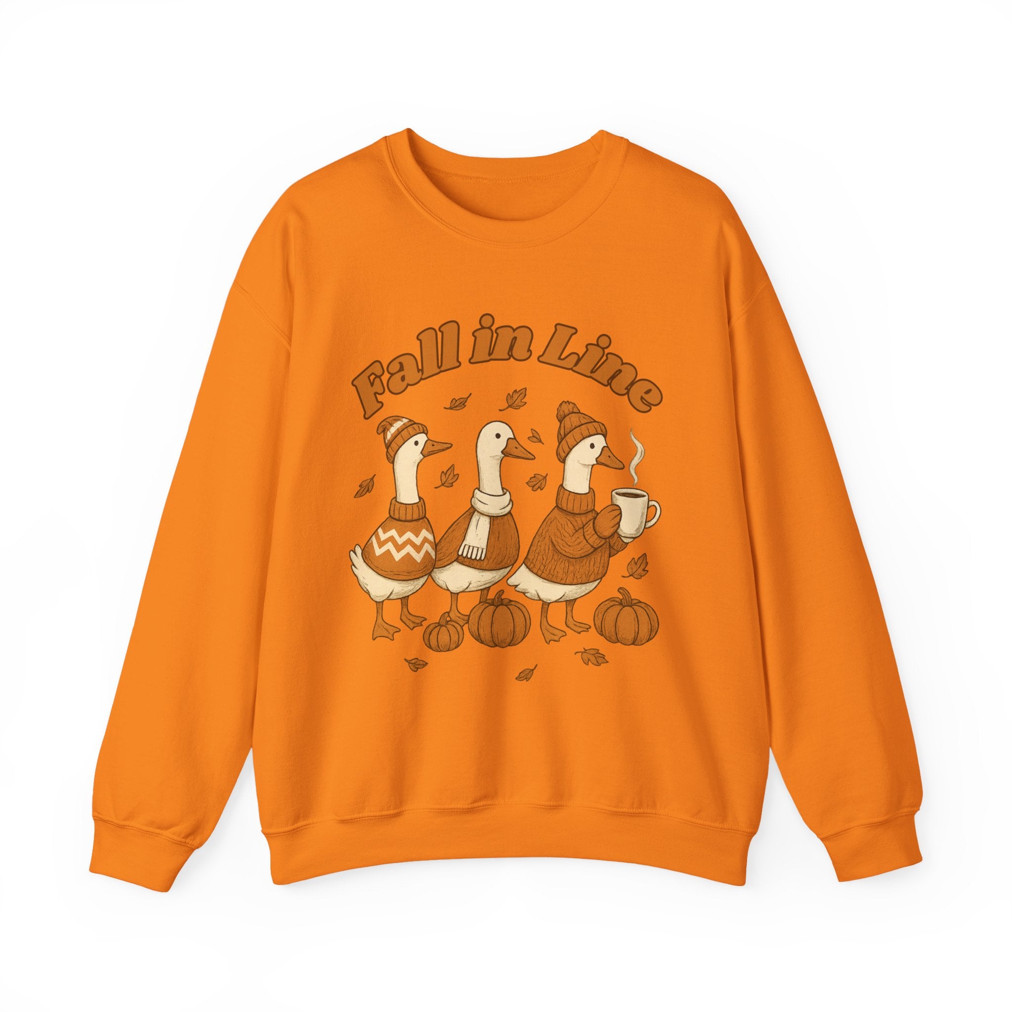 Autumn Vibes Crewneck Sweatshirt - 'Fall in Line' Goose Design