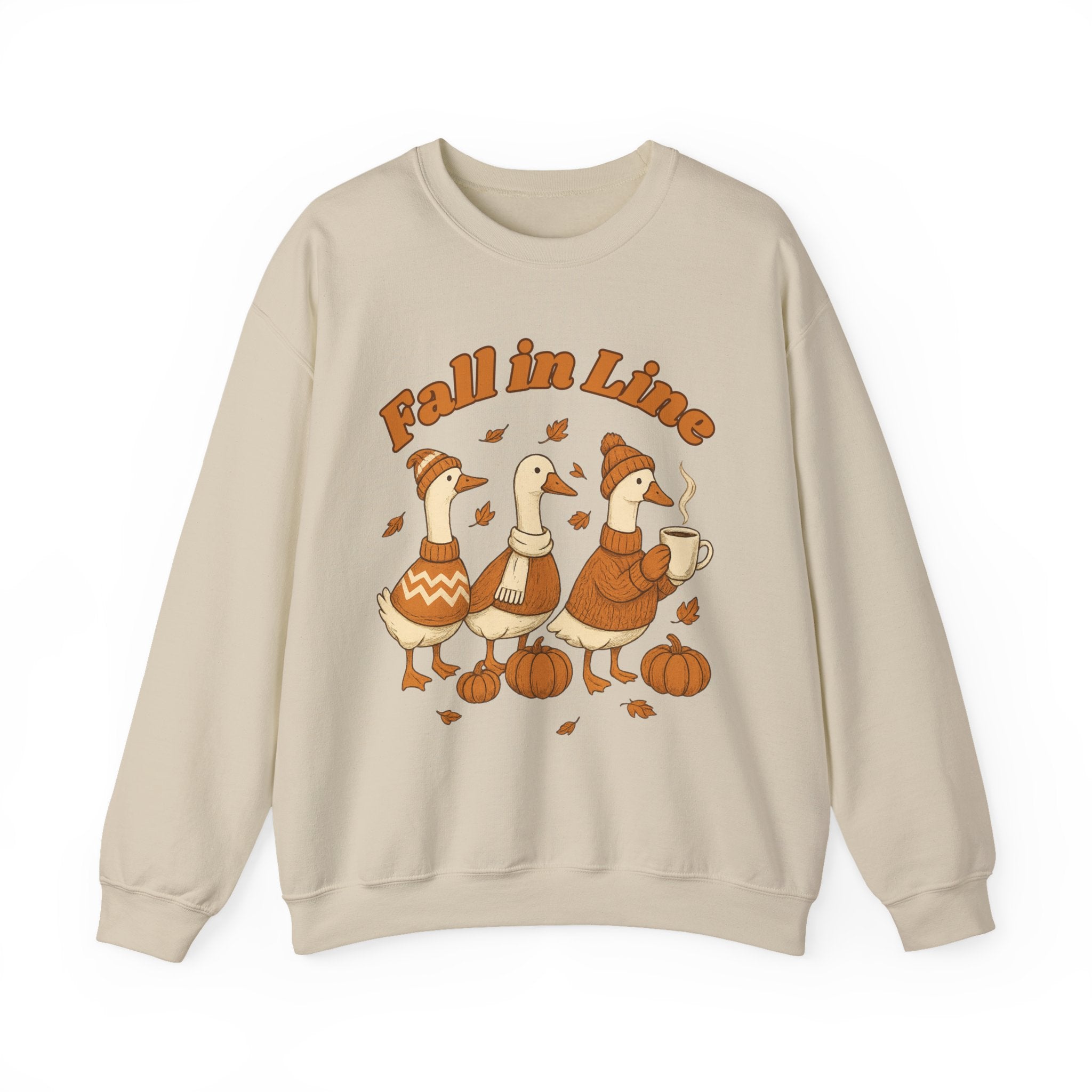 Autumn Vibes Crewneck Sweatshirt - 'Fall in Line' Goose Design