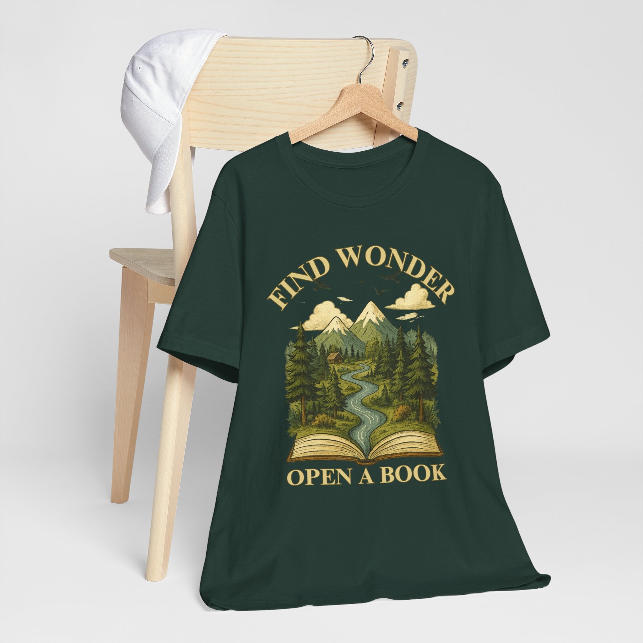 Find Wonder Open a Book Unisex Short Sleeve Tee