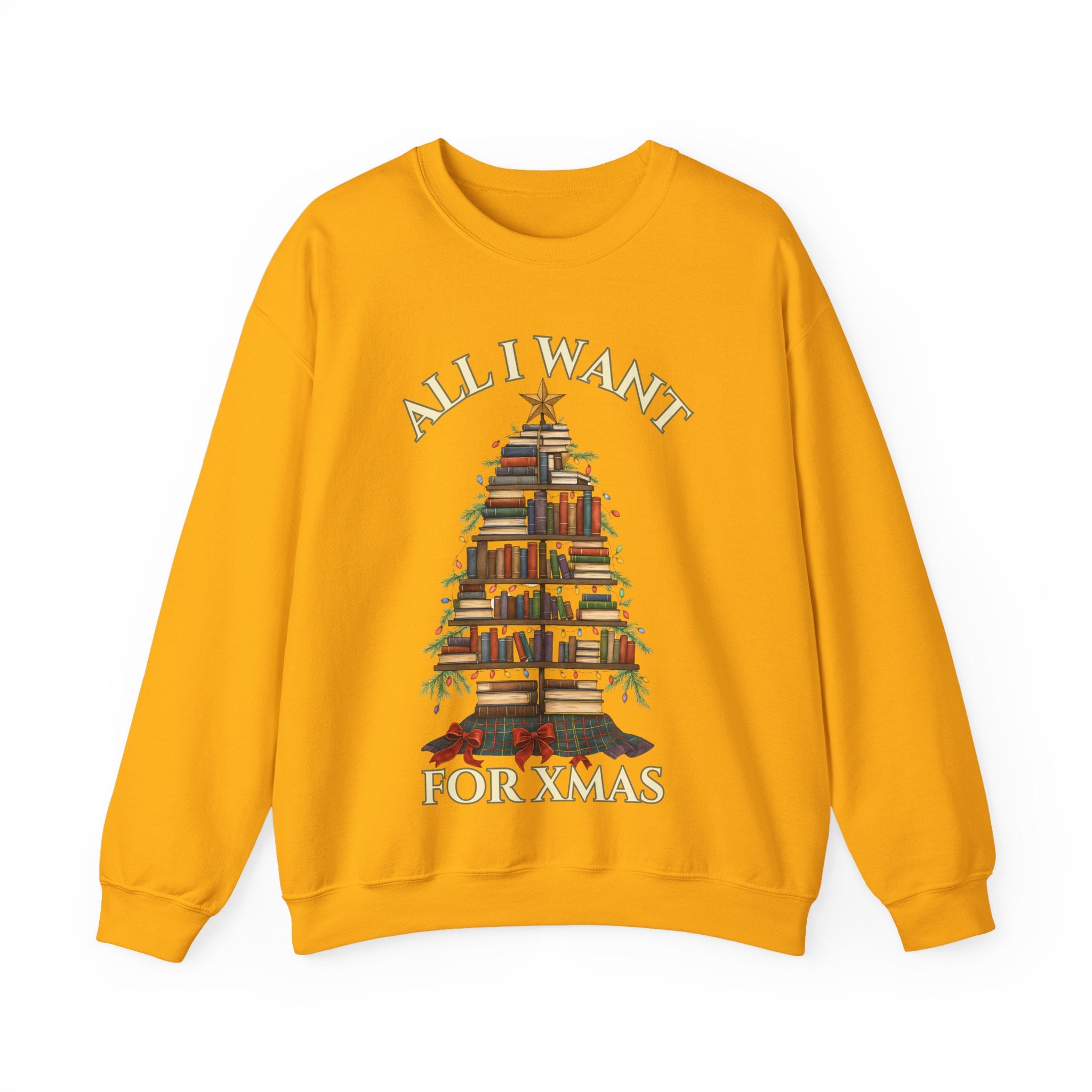 Christmas Book Lover Crewneck Sweatshirt - 'All I Want for XMAS'