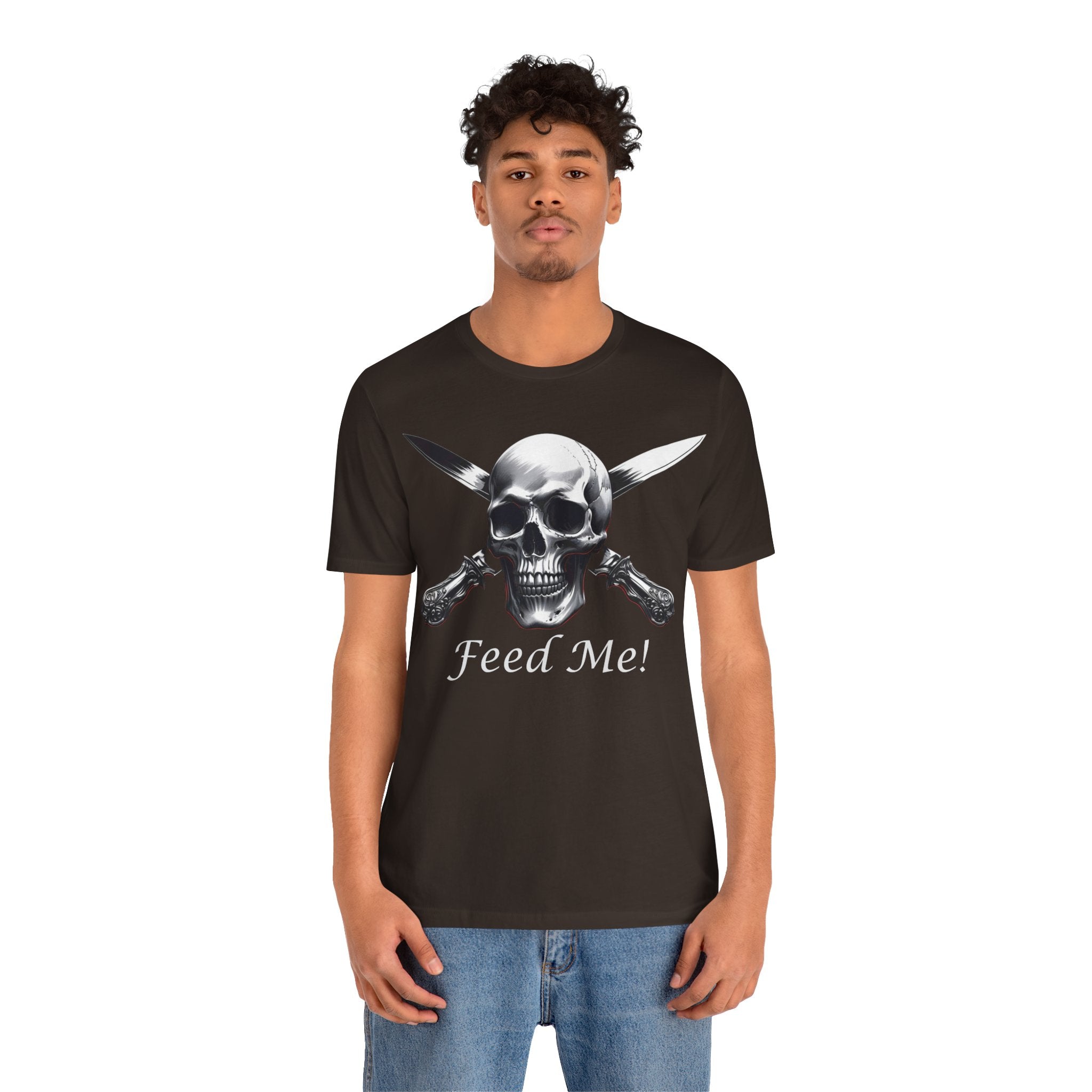 Skull Feed Me Tee, Edgy Graphic T-Shirt, Humour, Punk Fashion Shirt, Unisex Casual Wear