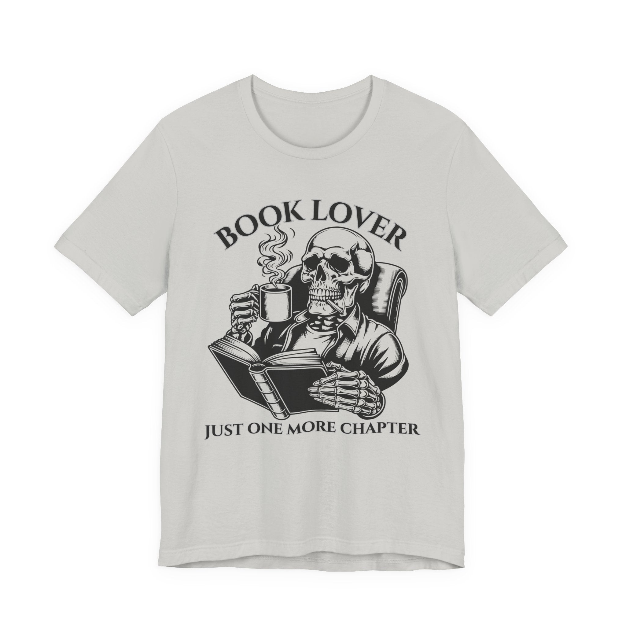 Book Lover Tee — 'Just One More Chapter' Skull Reading Shirt