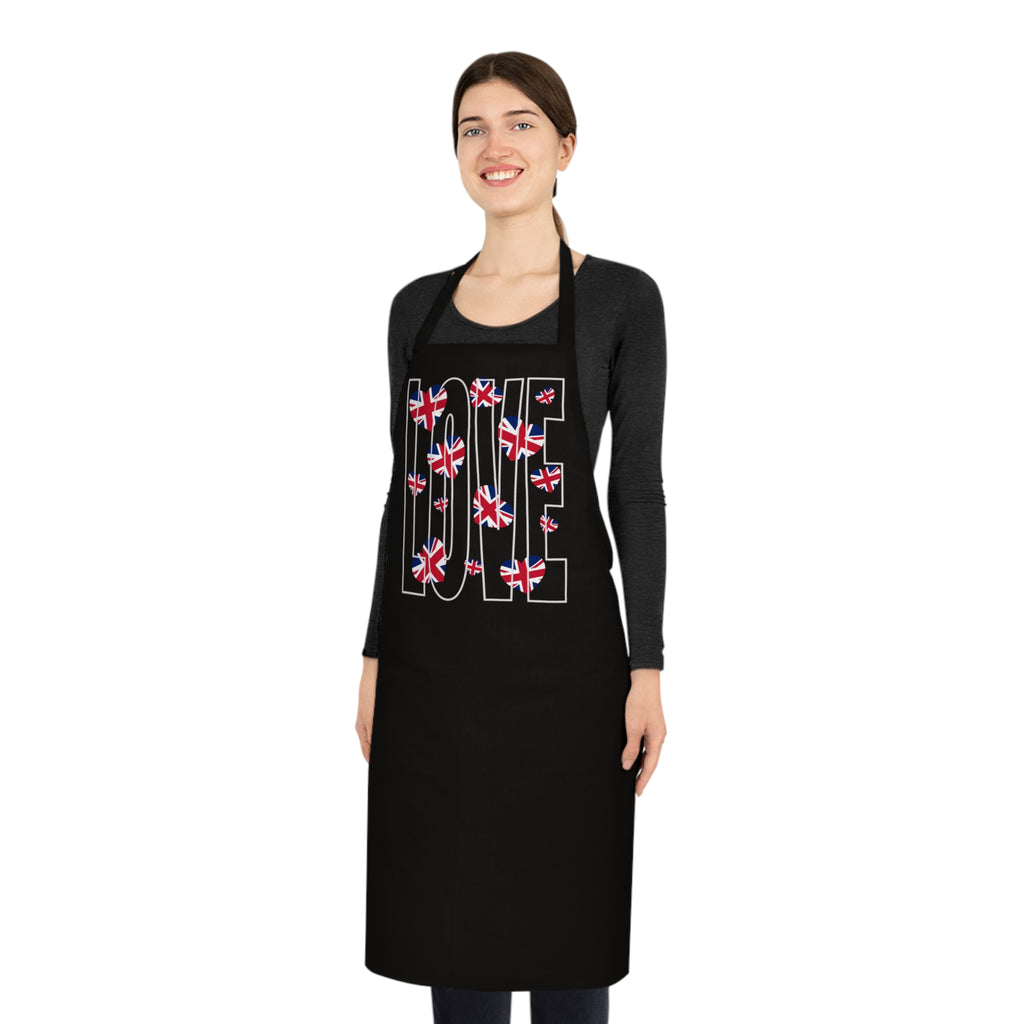 Love Britain-Inspired Cotton Apron, Perfect Gift for Chefs, Baking Enthusiasts, Valentine's Day, Kitchen Decor, Cooking Essentials