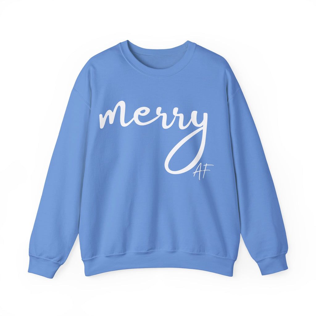 Merry AF Crewneck Sweatshirt – Funny Christmas Holiday Sweater