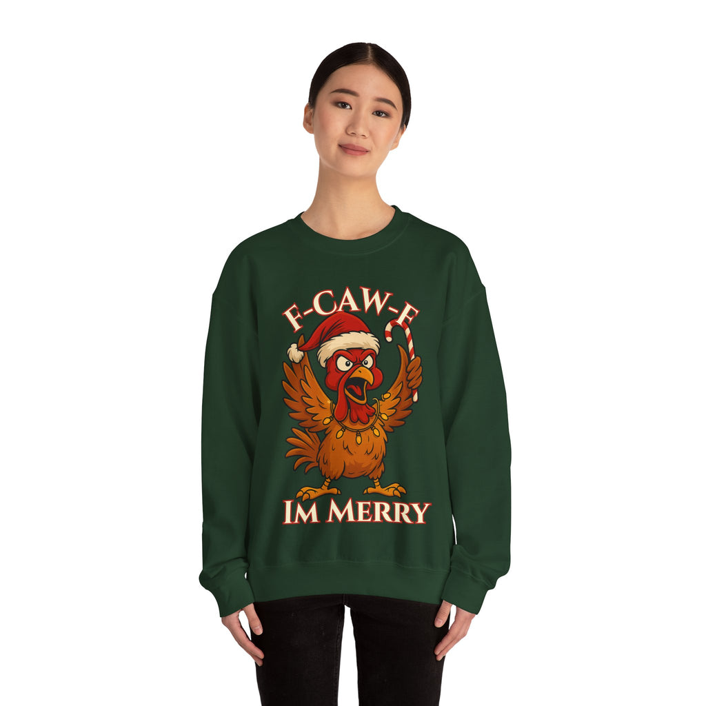 Funny Christmas Sweatshirt - 'F-Caw-F I'm Merry' Unisex Crewneck