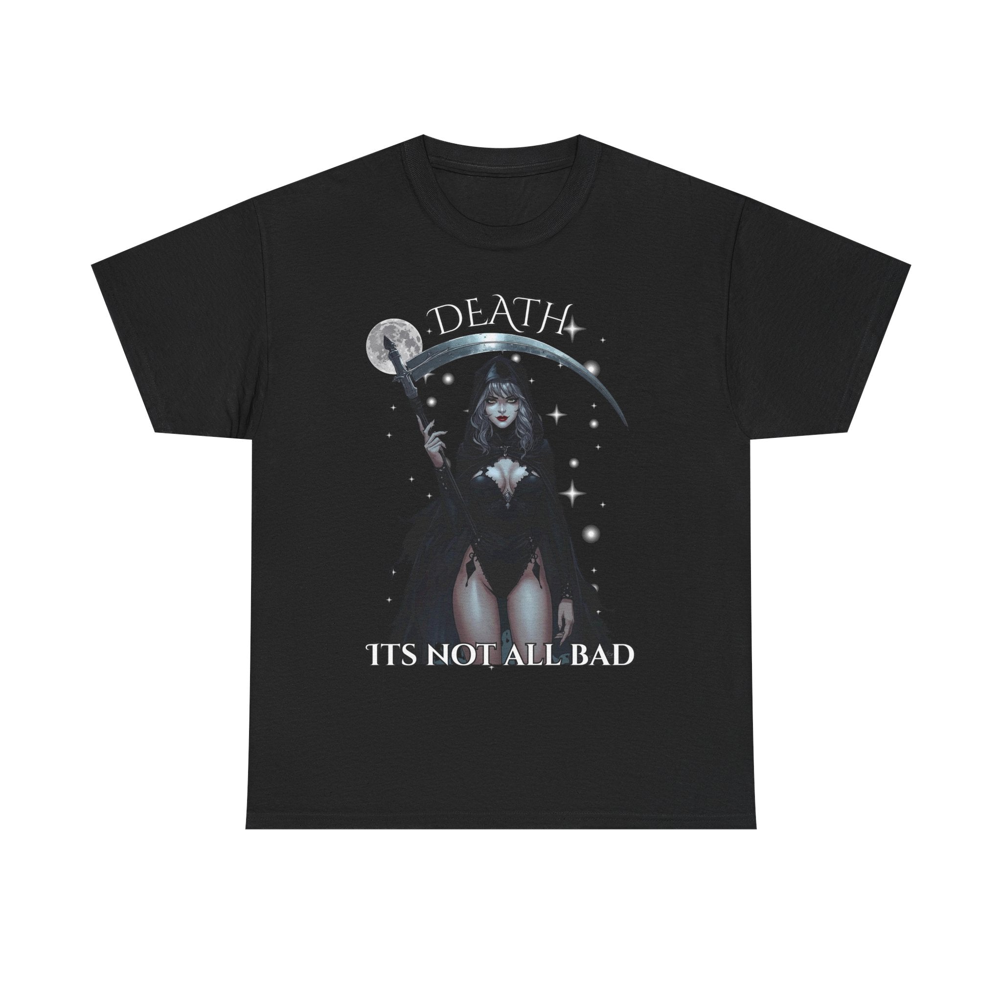 Gothic Death-Themed Tee, Death T-Shirt, Halloween Apparel, Unisex Top, Spooky Gift, Casual Goth Wardrobe