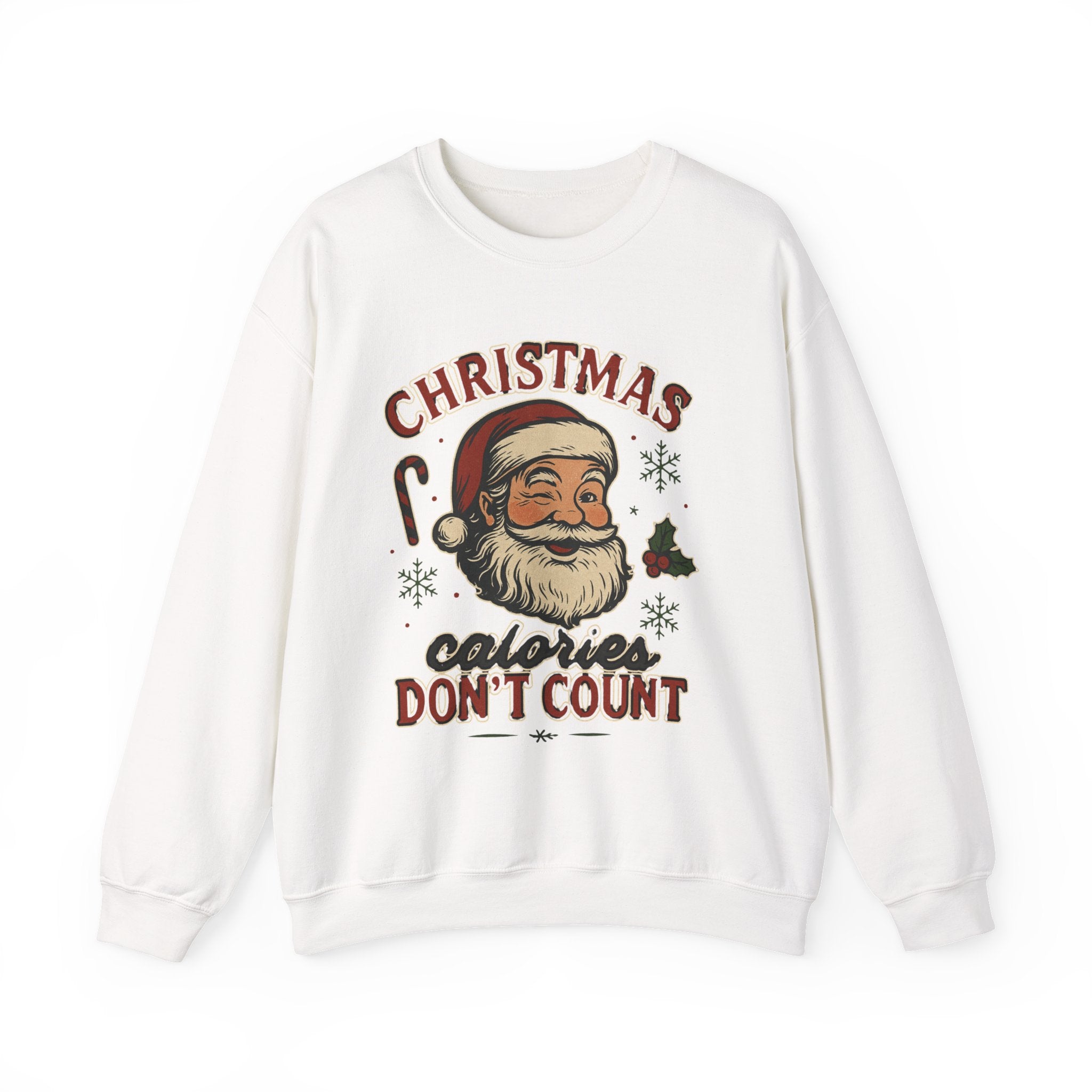 Christmas 'Calories Don't Count' Sweatshirt – Retro Santa Holiday Crewneck