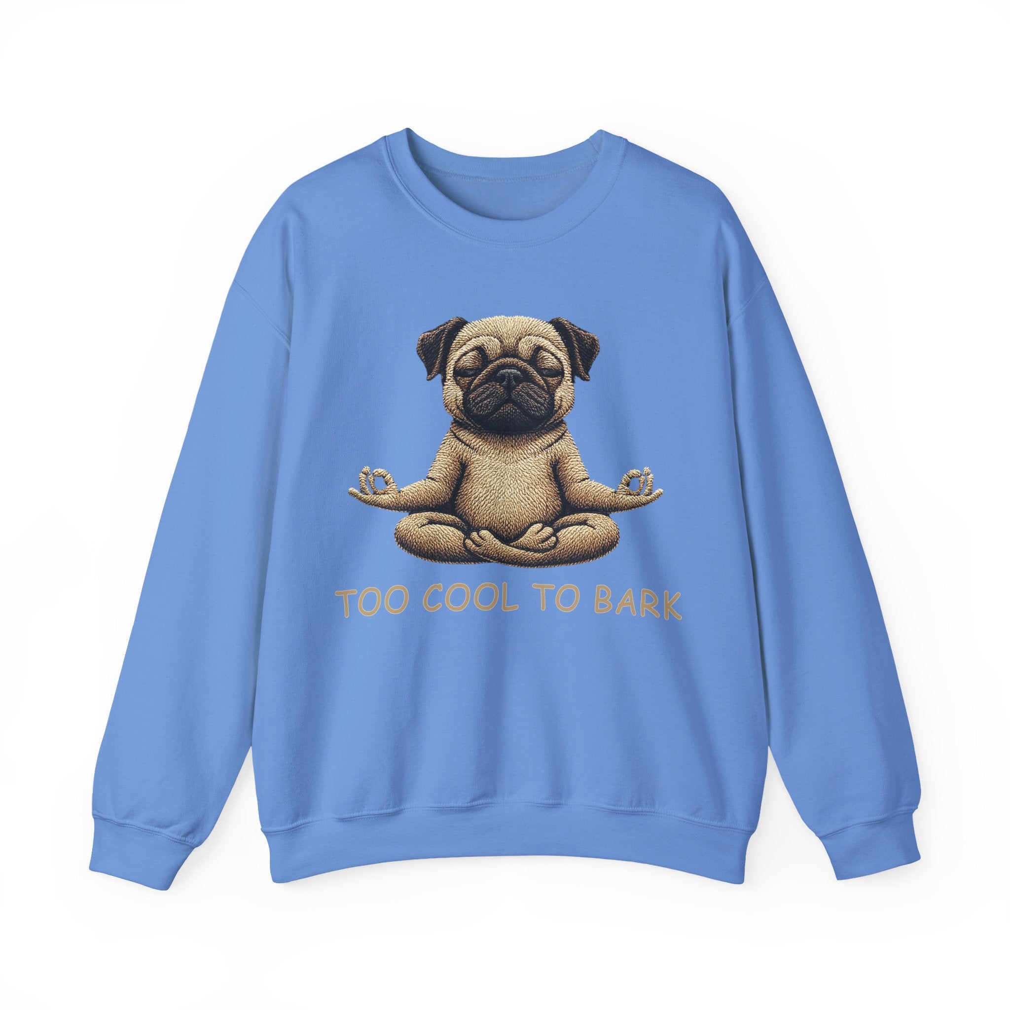 Pug Yoga Sweatshirt – "Too Cool to Bark" Cozy Crewneck