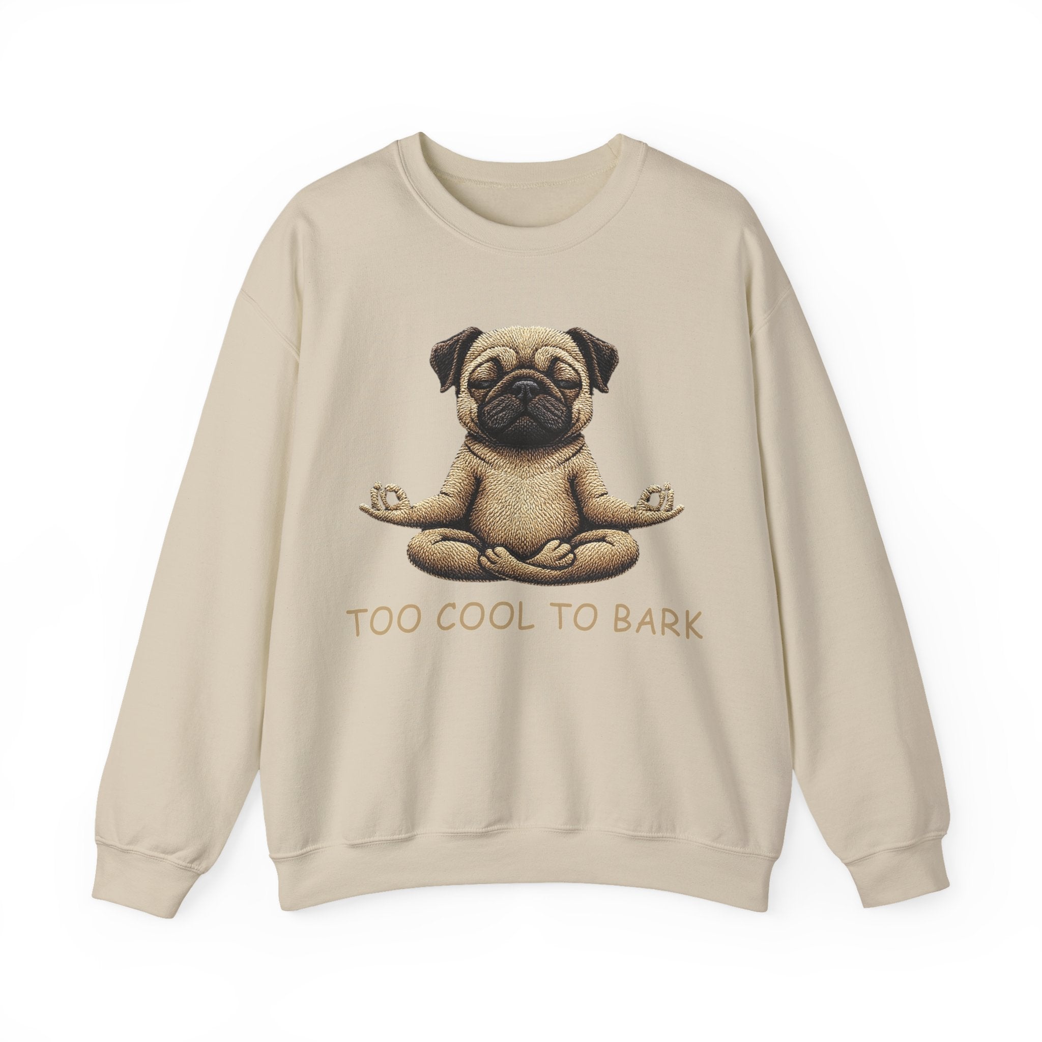 Pug Yoga Sweatshirt – "Too Cool to Bark" Cozy Crewneck