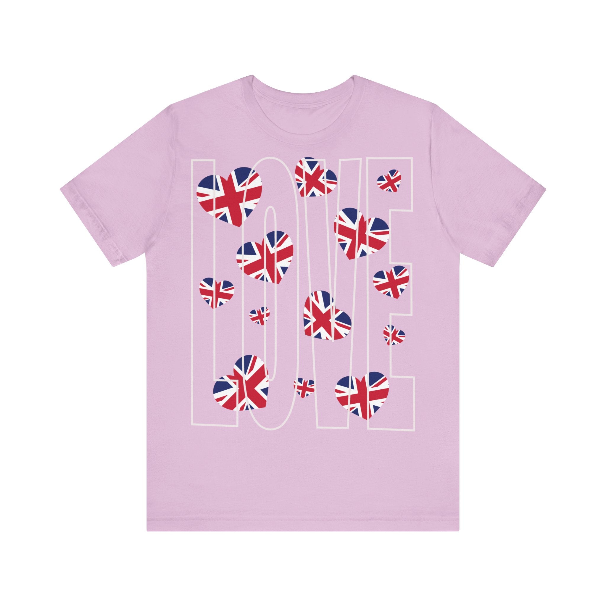 Patriotic Love in Union - Union Jack Hearts Unisex Jersey Tee, Love Shirt, Graphic Tee, Casual Wear, British Flag