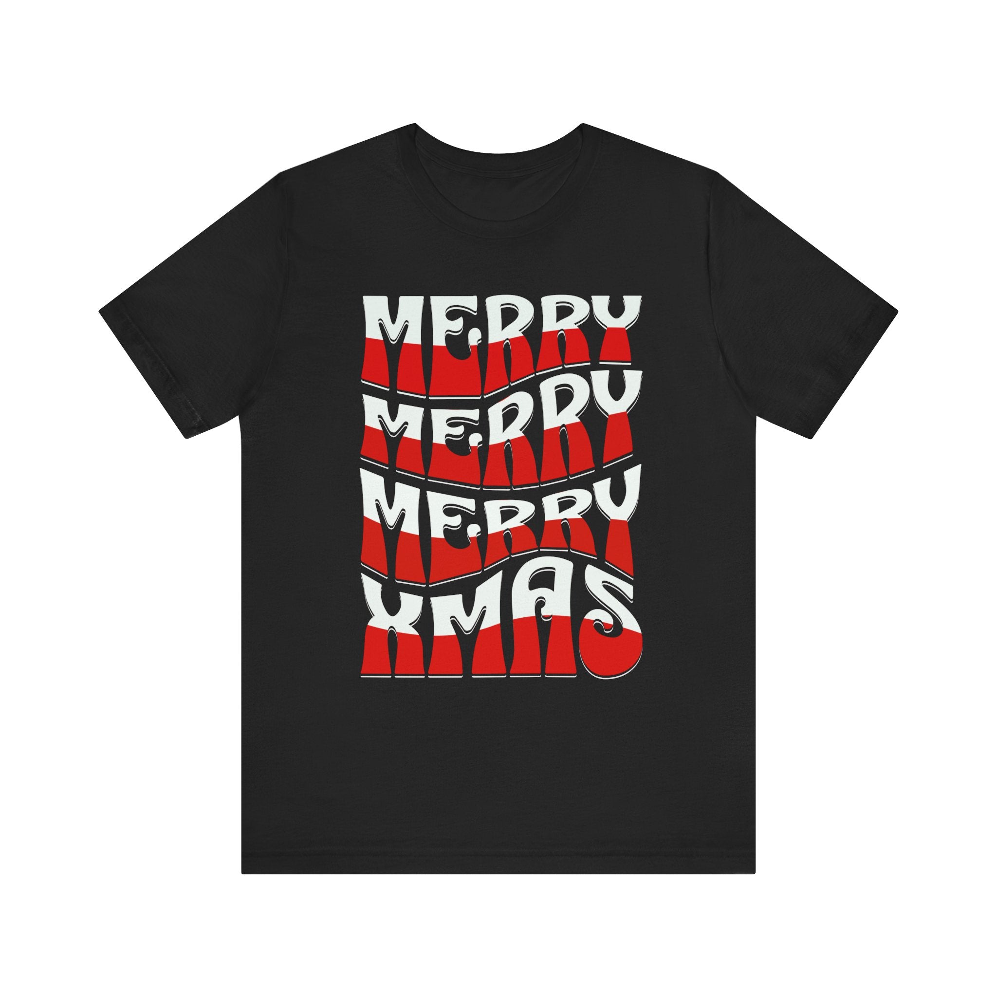 Merry Christmas Retro Wave Tee — Retro Holiday Graphic T-Shirt