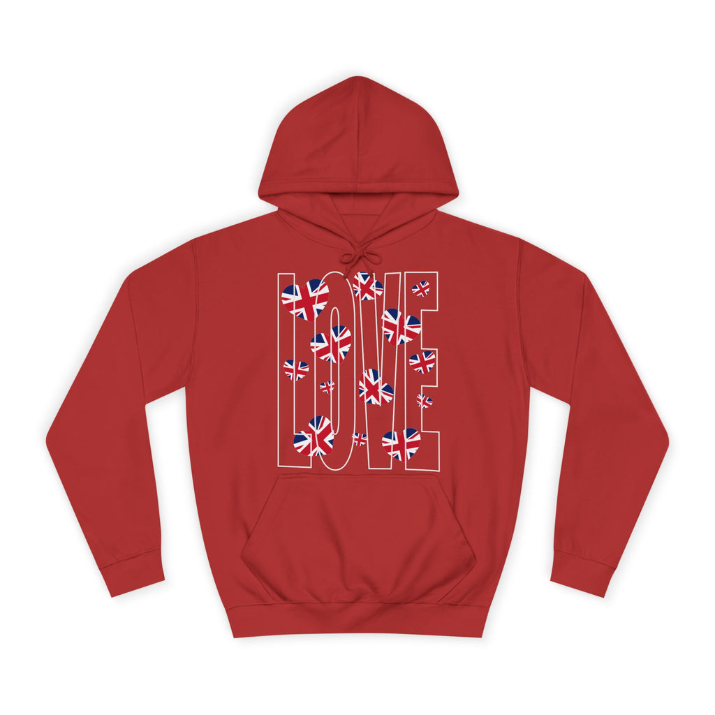 British Hearts Unisex College Hoodie, Cozy Fashion Pullover, UK Pride Apparel, Perfect Gift for Students, Casual Wear