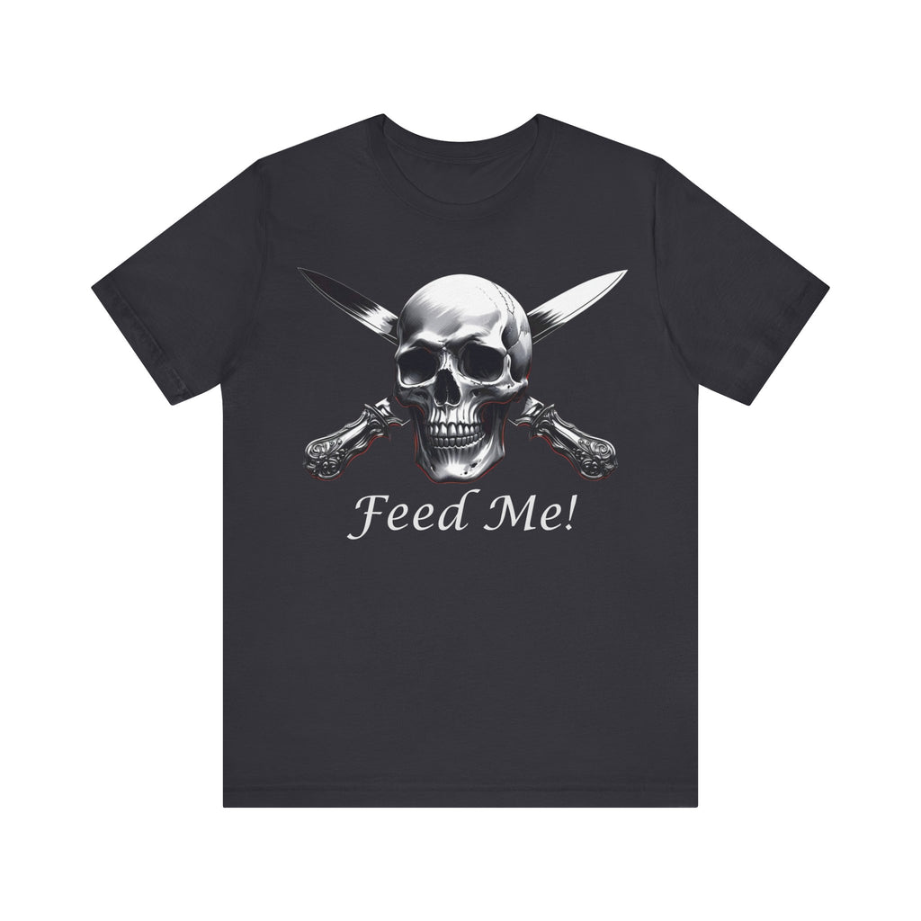 Skull Feed Me Tee, Edgy Graphic T-Shirt, Humour, Punk Fashion Shirt, Unisex Casual Wear