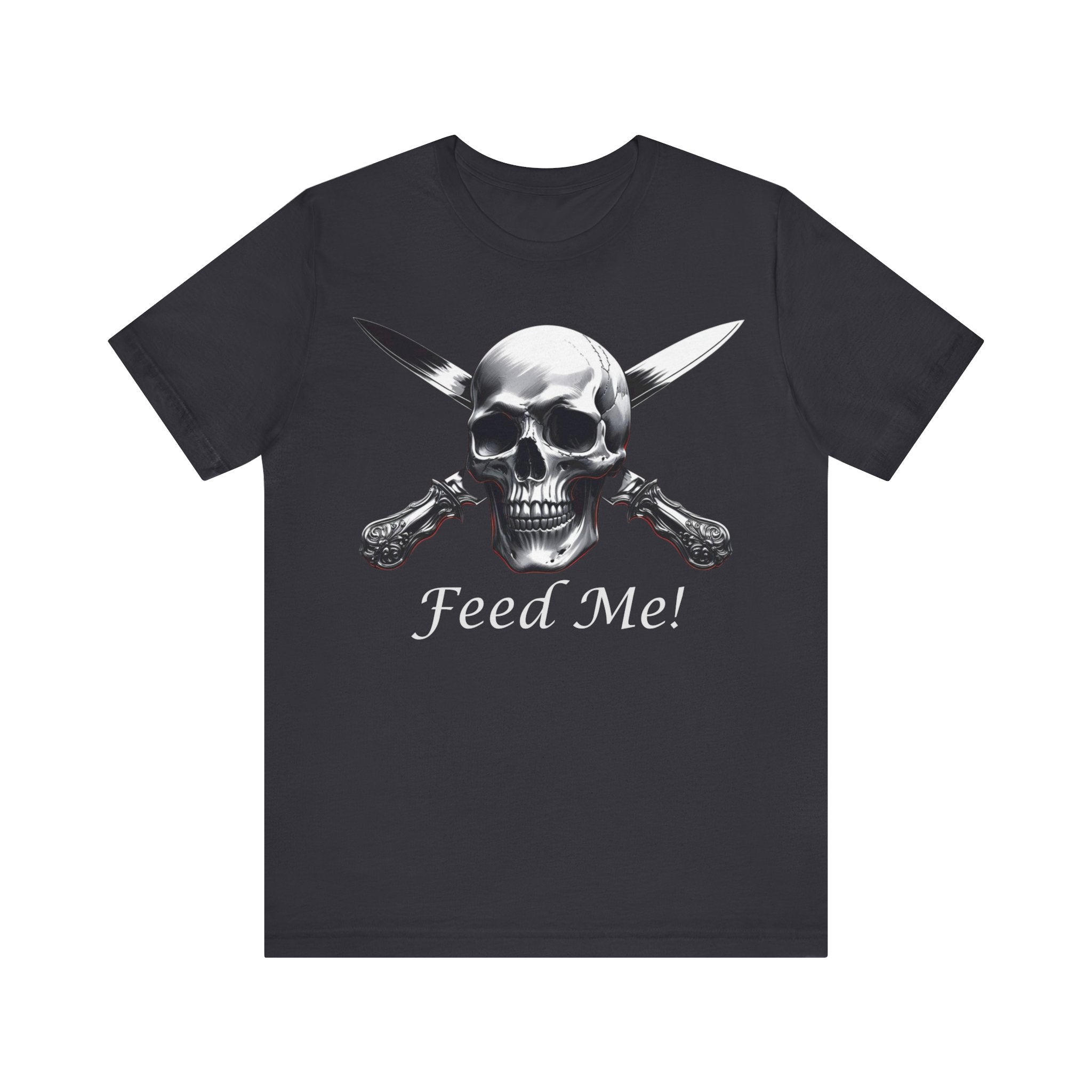 Skull Feed Me Tee, Edgy Graphic T-Shirt, Humour, Punk Fashion Shirt, Unisex Casual Wear