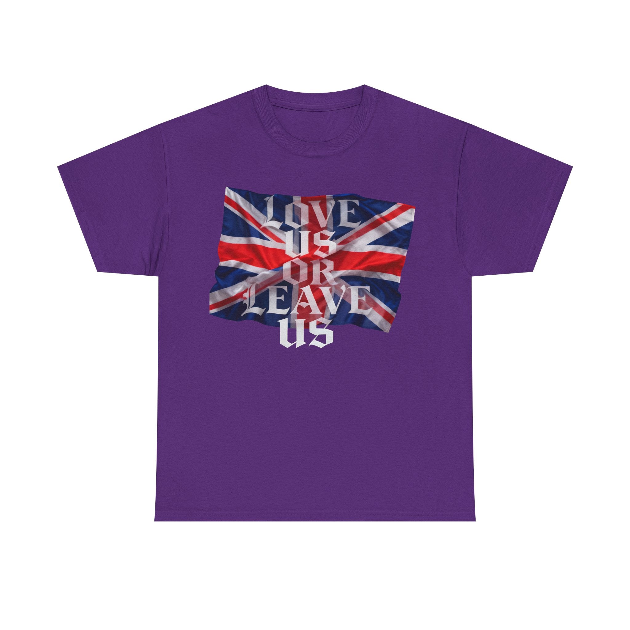 Union Flag Statement Tee, Love Us or Leave Us T-Shirt, British Pride Apparel, Unisex Cotton Shirt, Ideal for Festivals, Casual Wear